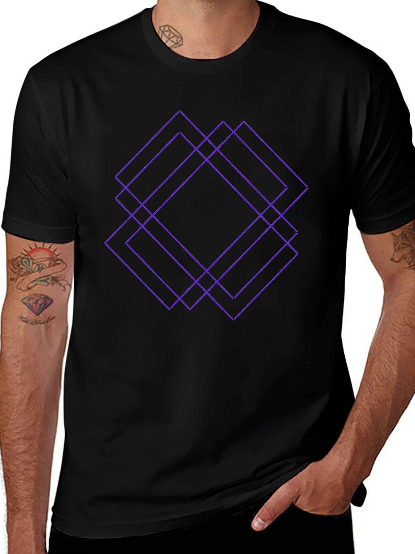 Geometric Square Graphic Tee - Modern Casual Style