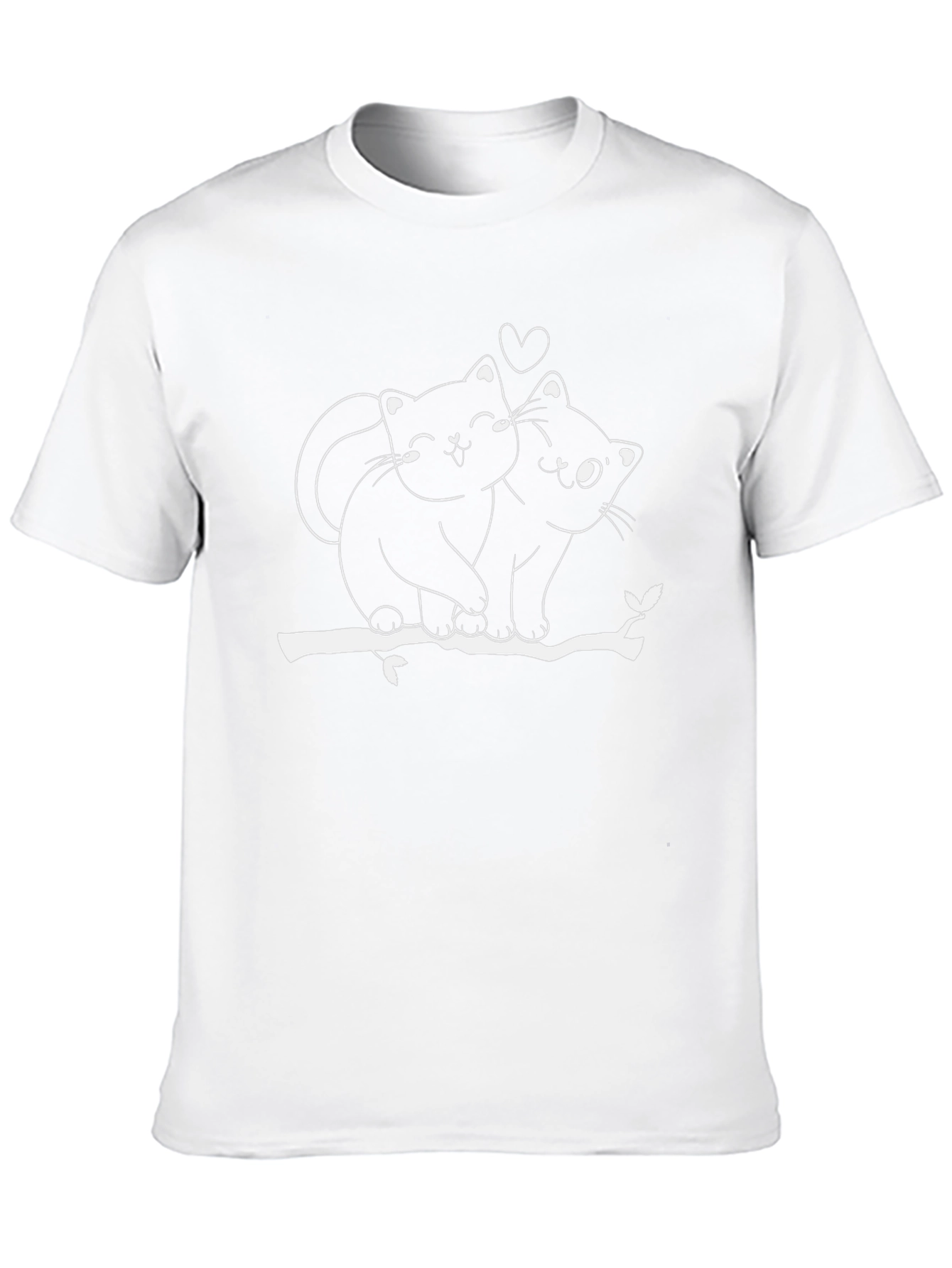 Cute Cat Couple T-Shirt - Black