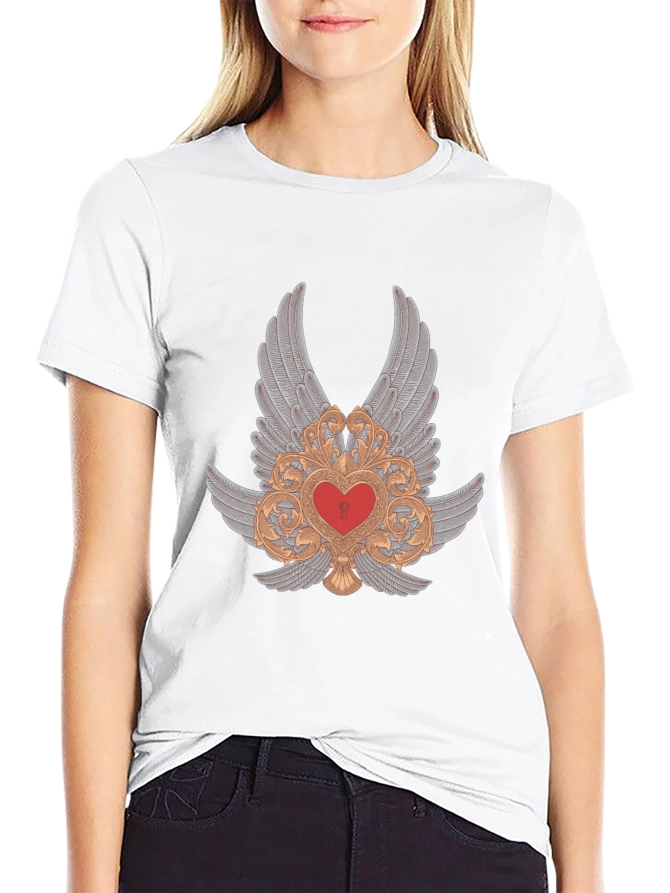 Winged Heart Graphic Black T-Shirt