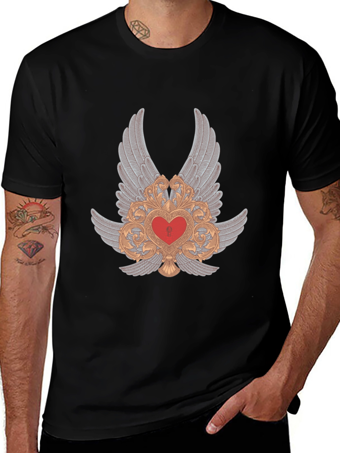 Winged Heart Graphic Black T-Shirt