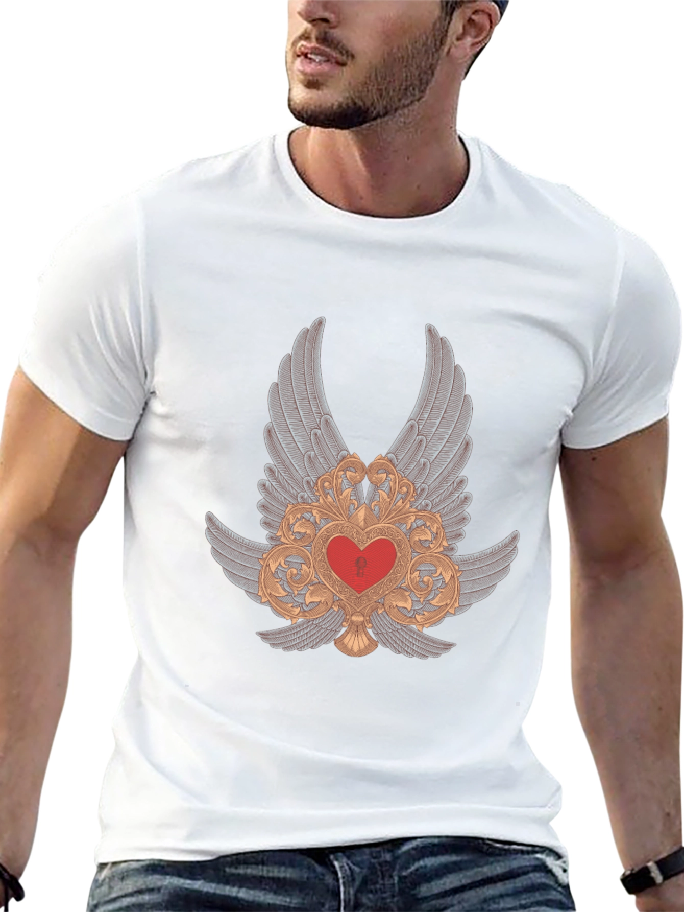 Winged Heart Graphic Black T-Shirt
