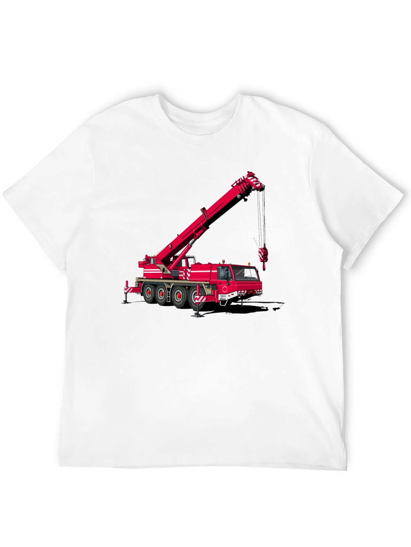 Crane Truck Graphic Tee - Black Cotton Blend T-Shirt