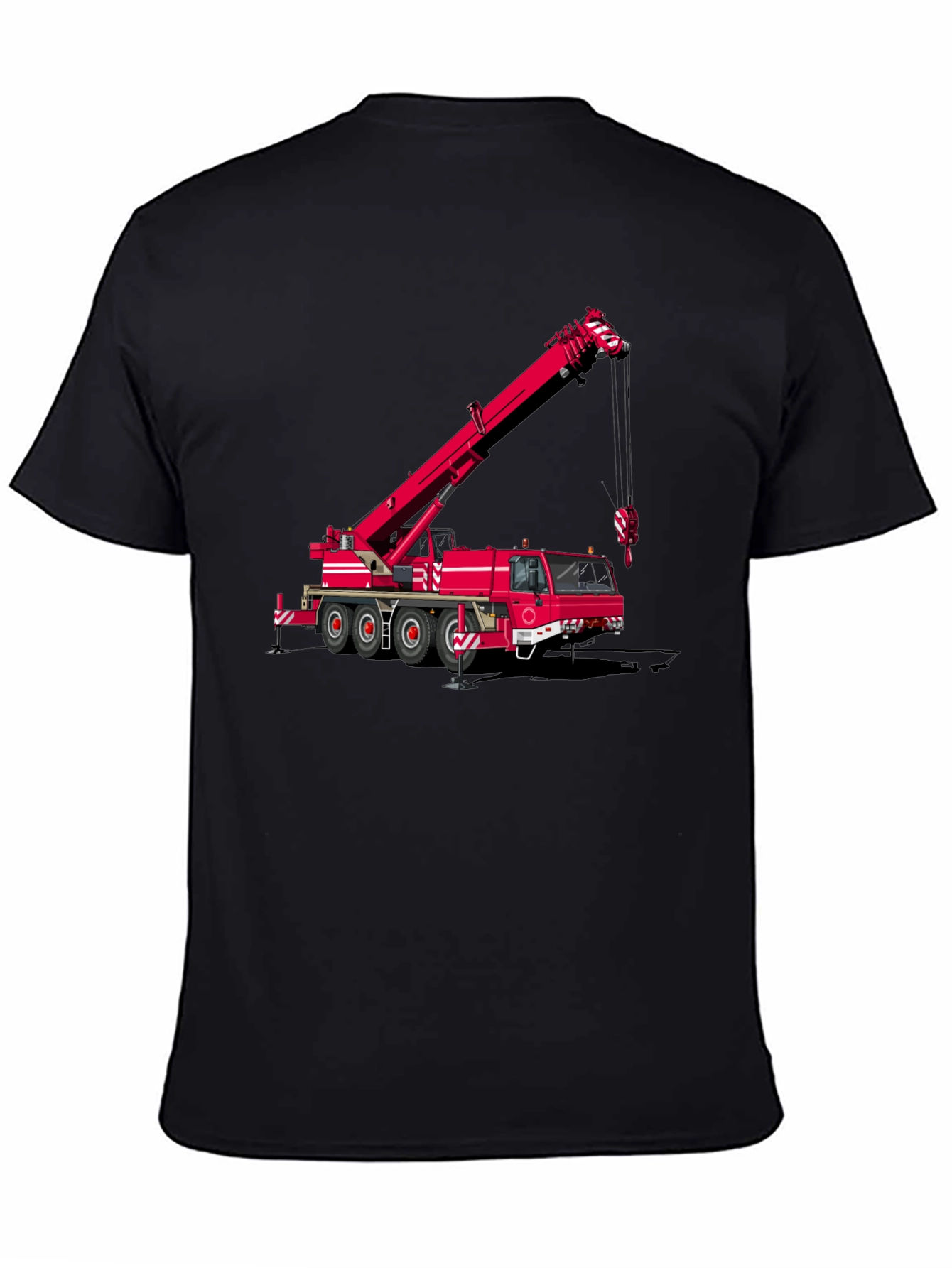 Crane Truck Graphic Tee - Black Cotton Blend T-Shirt