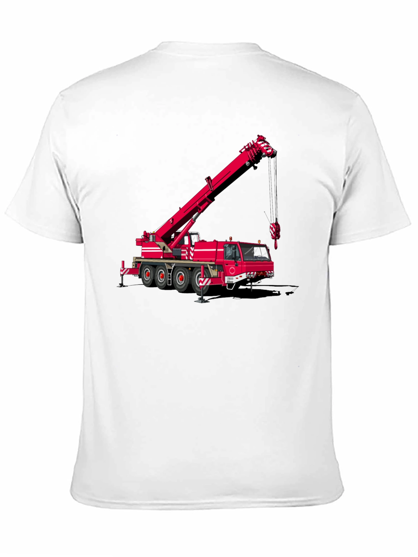 Crane Truck Graphic Tee - Black Cotton Blend T-Shirt