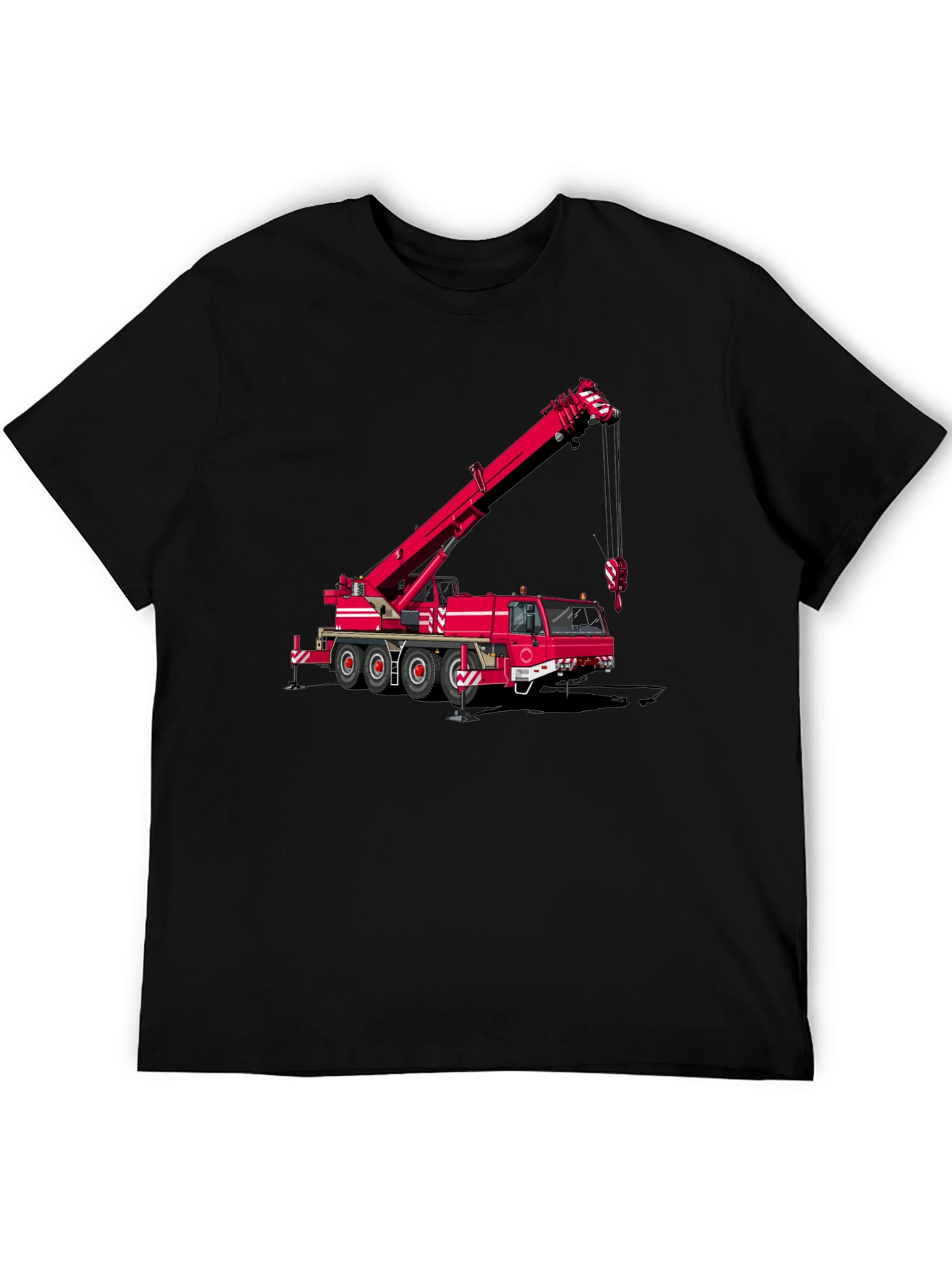 Crane Truck Graphic Tee - Black Cotton Blend T-Shirt