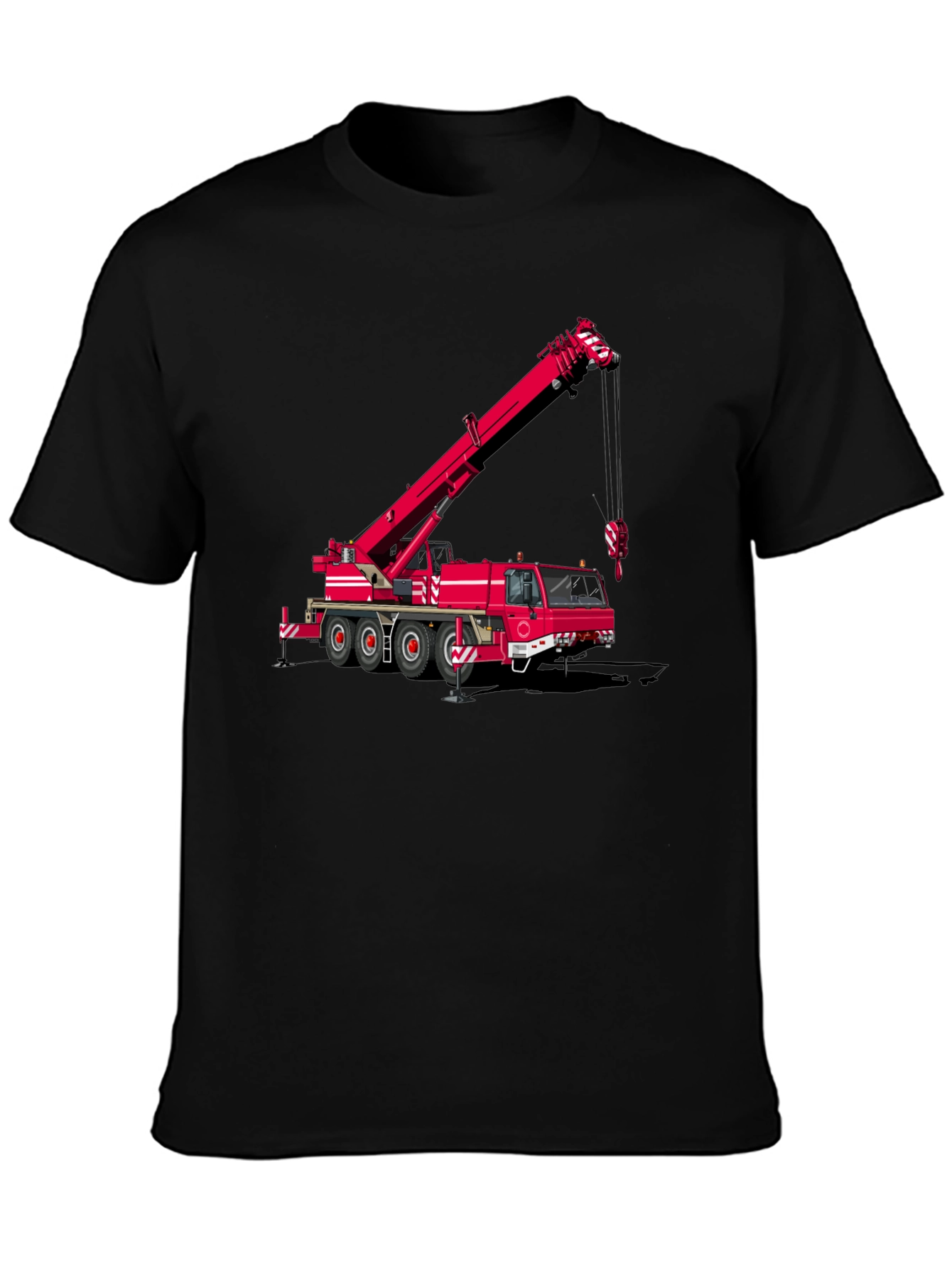 Crane Truck Graphic Tee - Black Cotton Blend T-Shirt