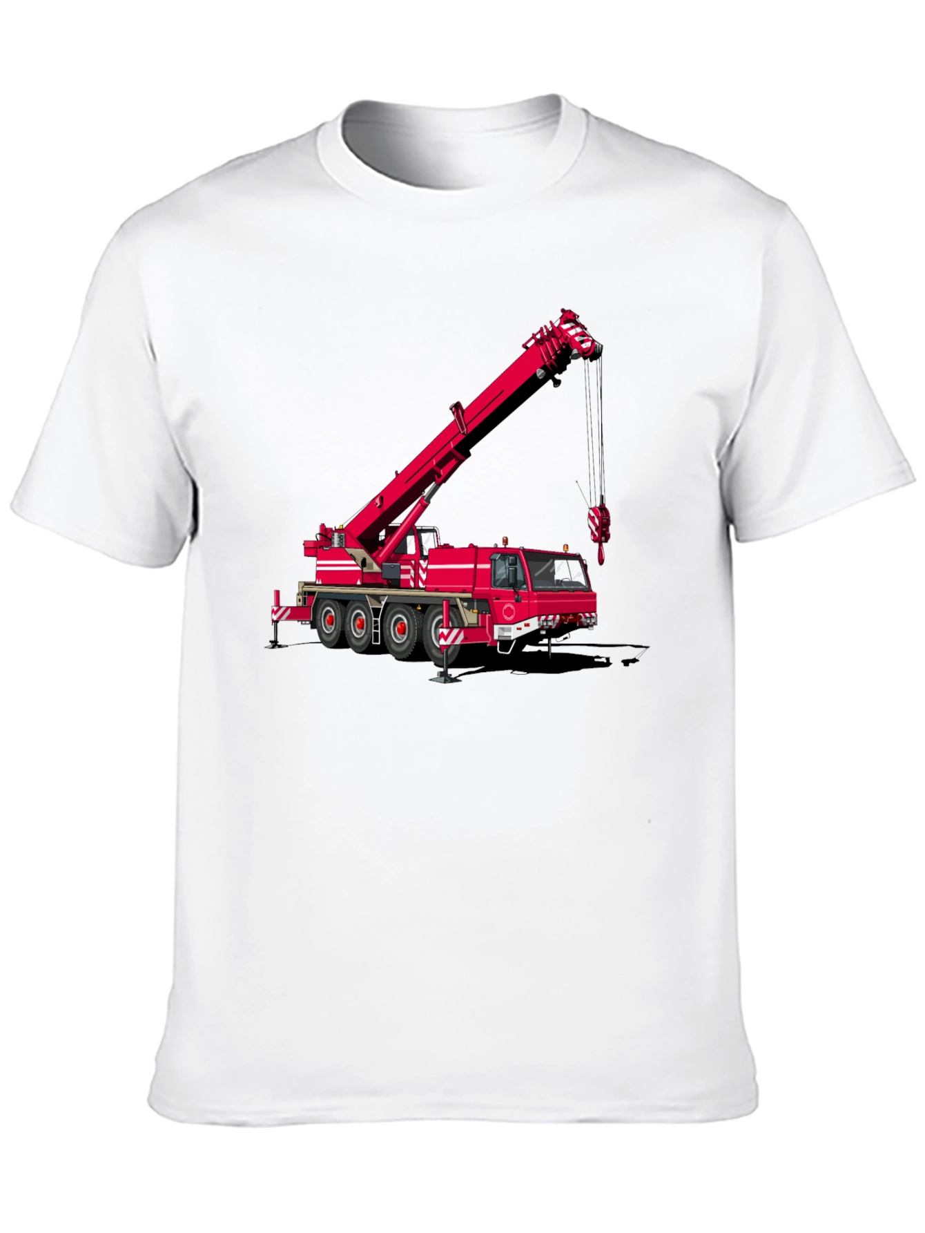 Crane Truck Graphic Tee - Black Cotton Blend T-Shirt