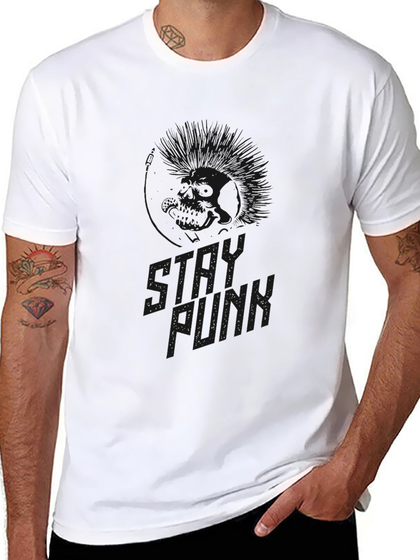 Stylish Black Star Punk Graphic Tee