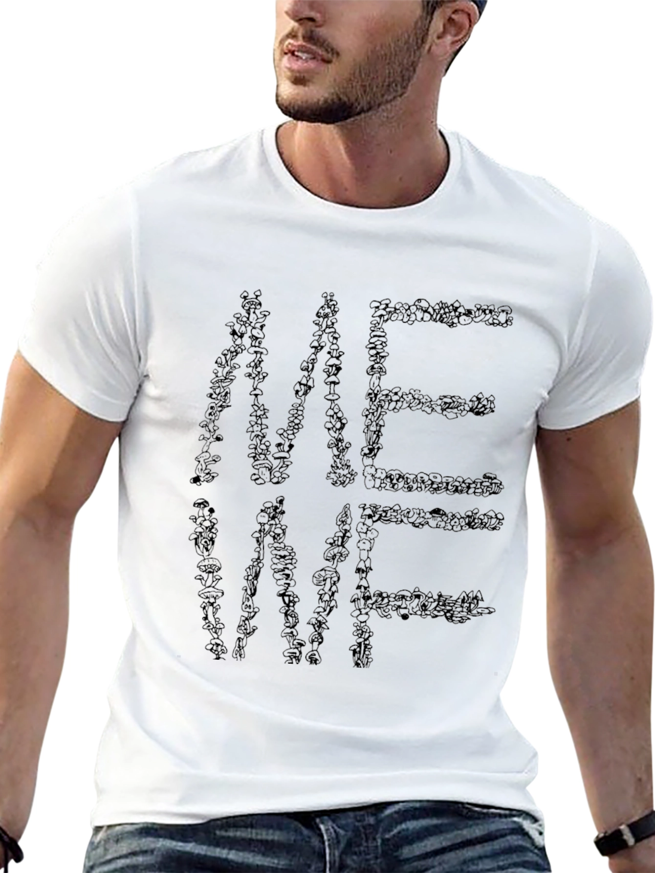 Mens Black Crew Neck T-Shirt - Abstract Lettering Design