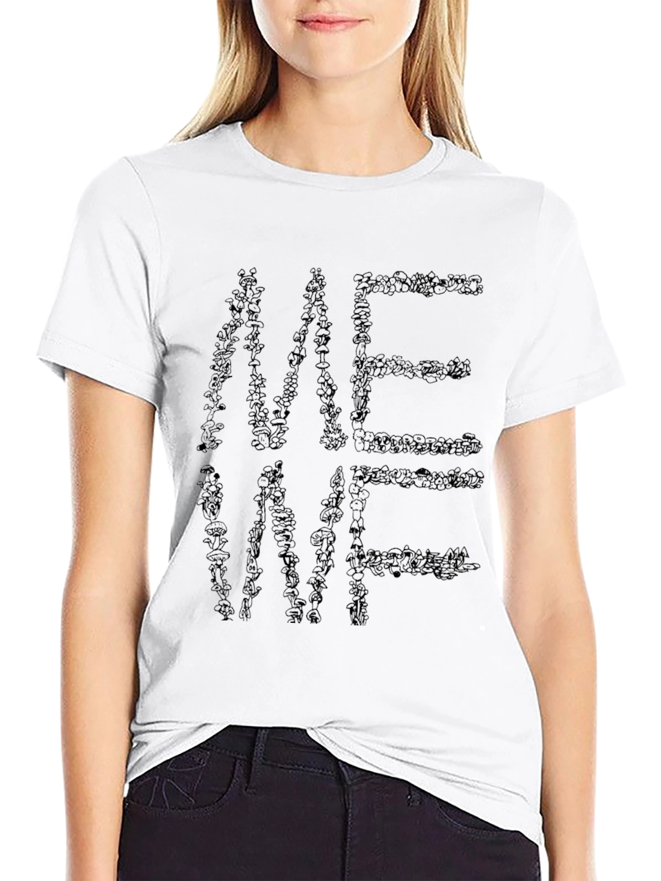 Mens Black Crew Neck T-Shirt - Abstract Lettering Design