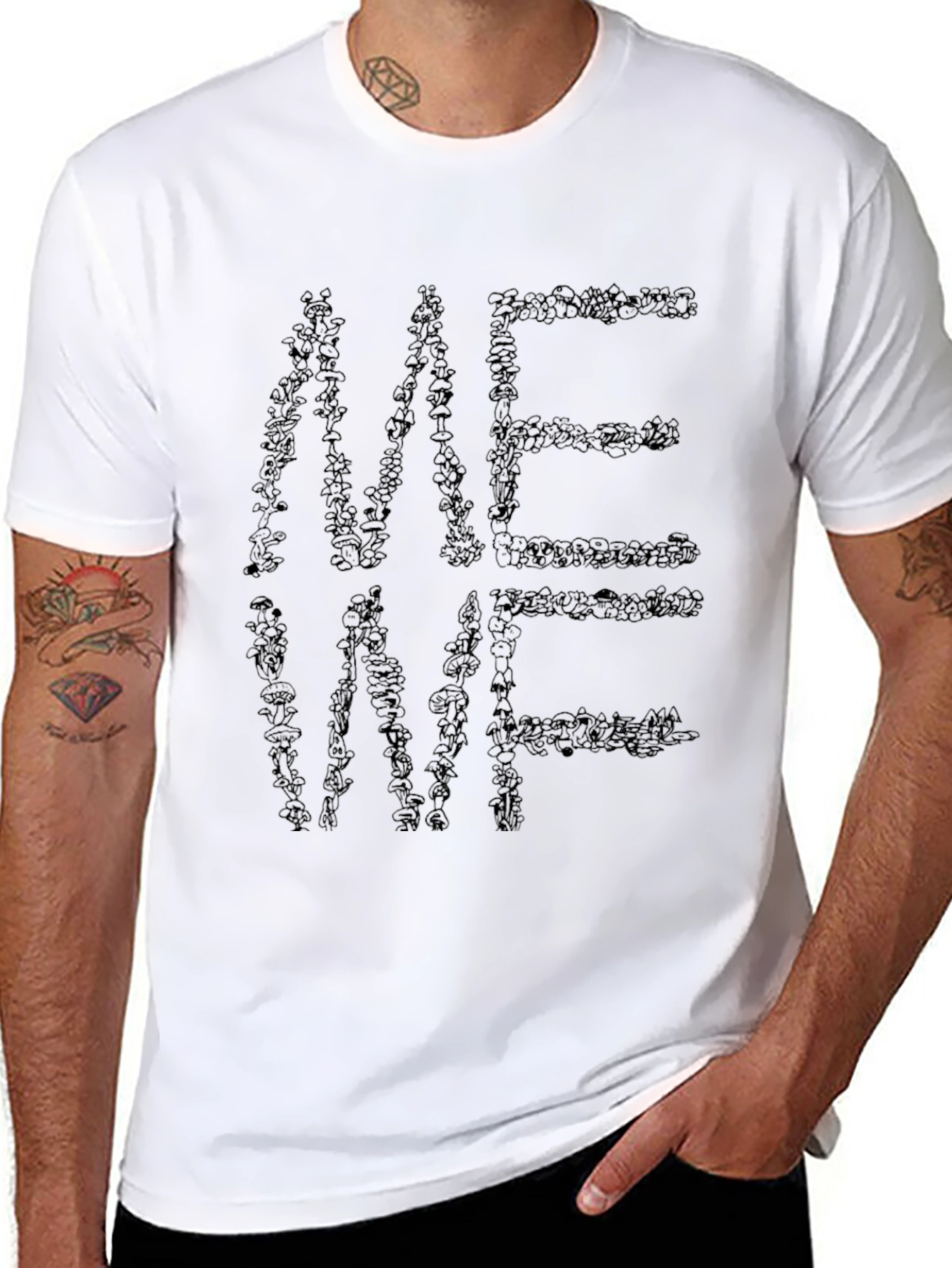 Mens Black Crew Neck T-Shirt - Abstract Lettering Design