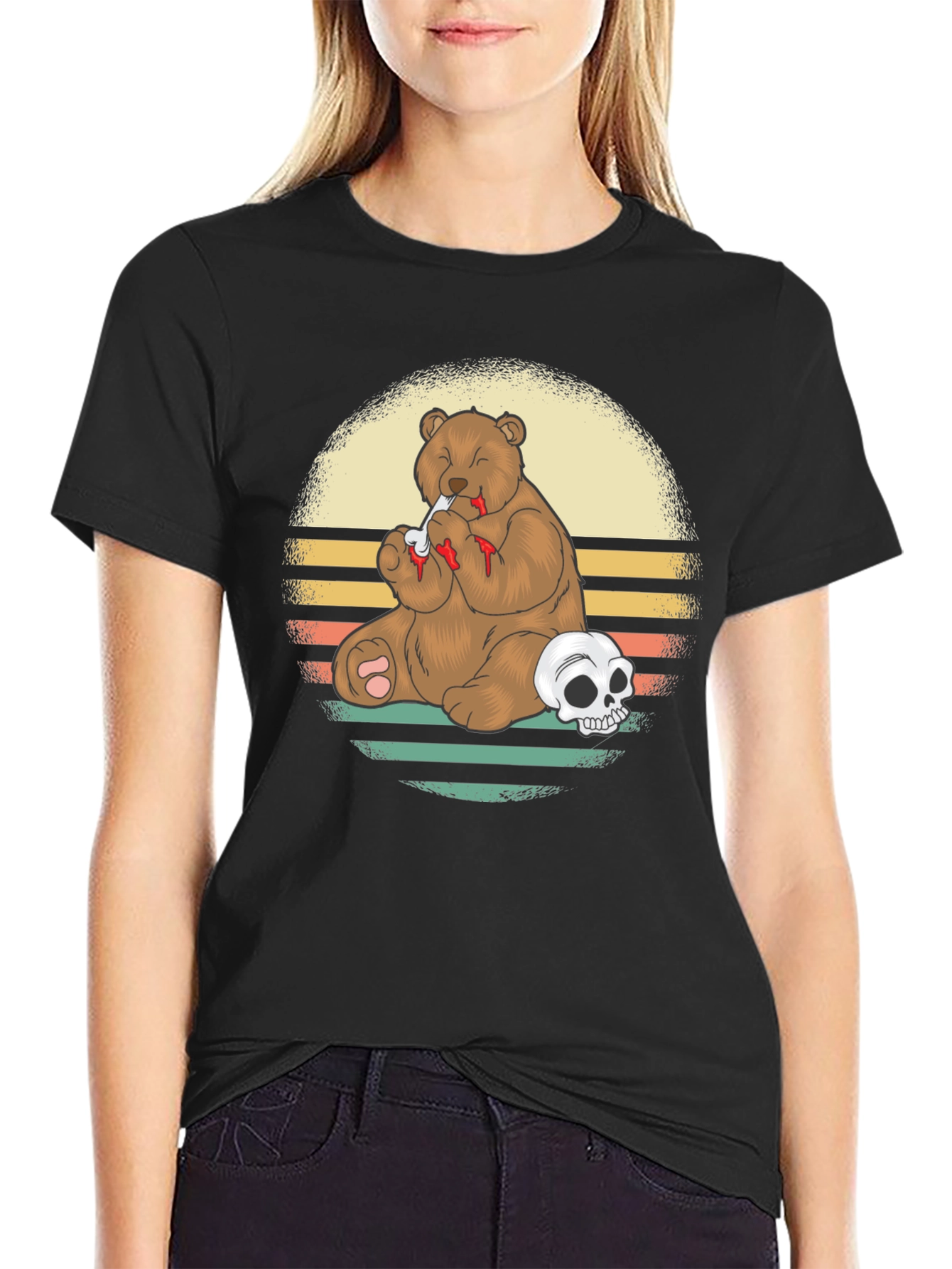 Grizzly Bear Skull T-Shirt - Funny Graphic Tee
