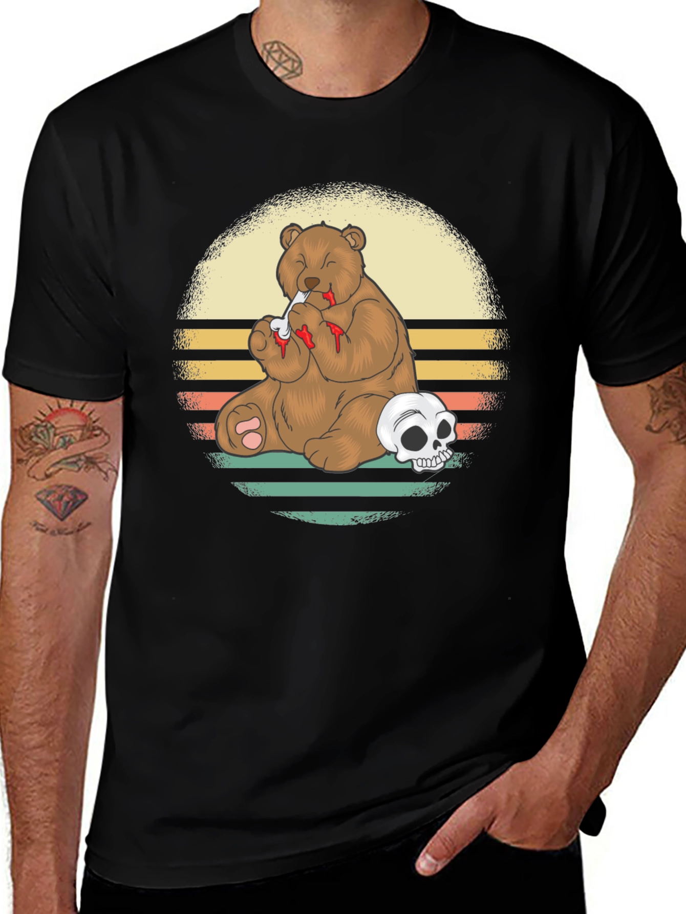 Grizzly Bear Skull T-Shirt - Funny Graphic Tee