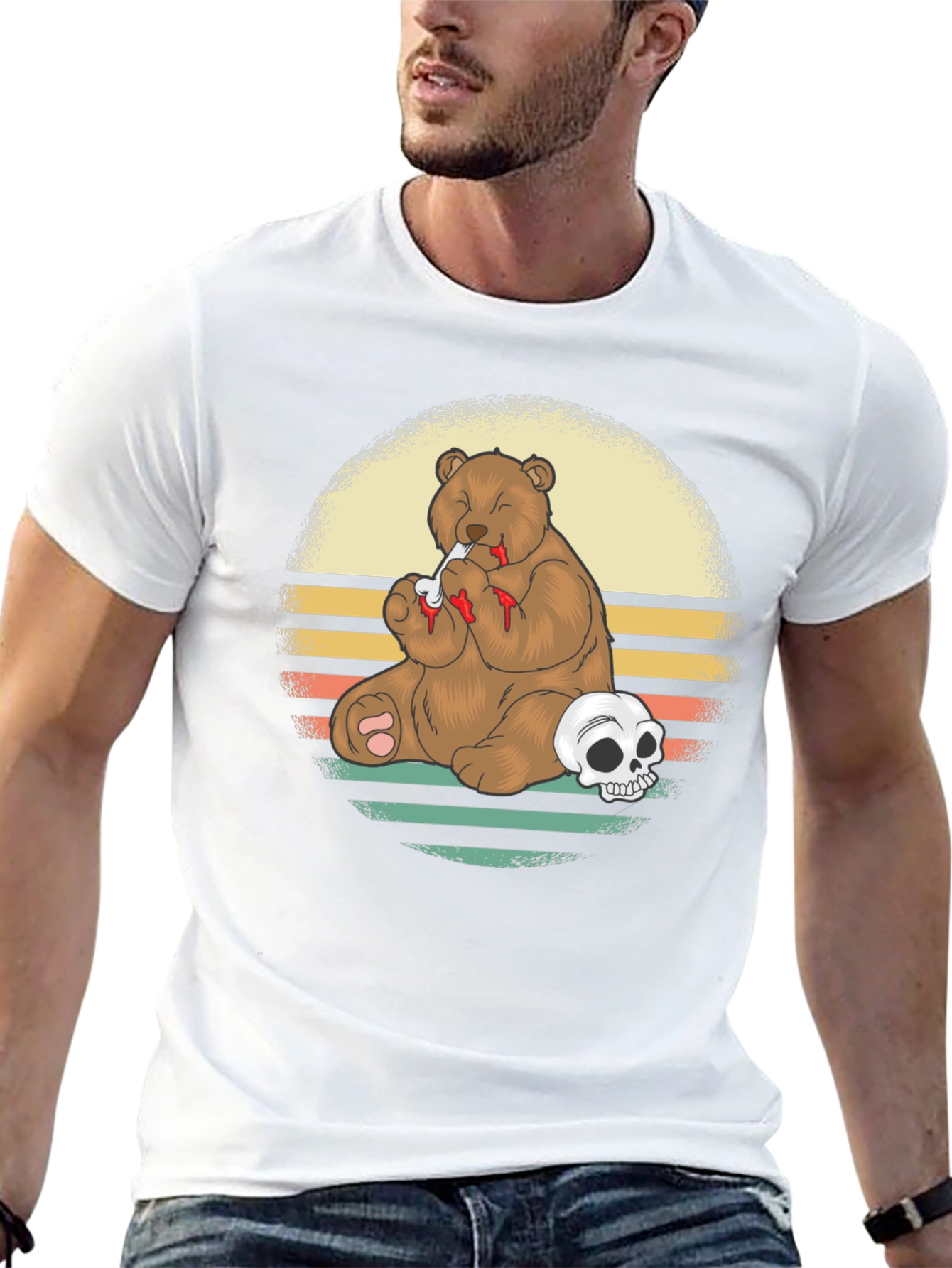 Grizzly Bear Skull T-Shirt - Funny Graphic Tee