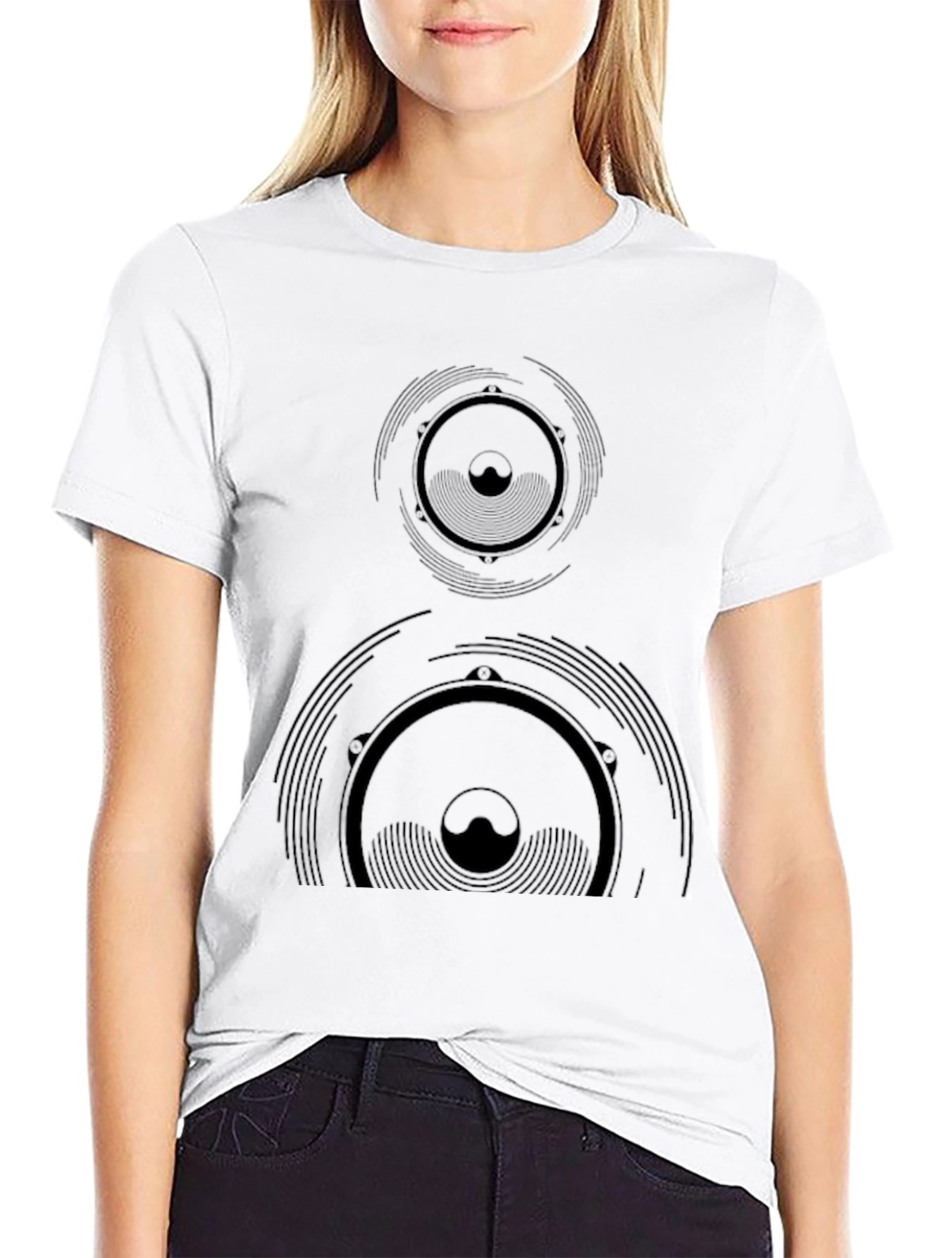 Black T-Shirt with Speaker Graphic