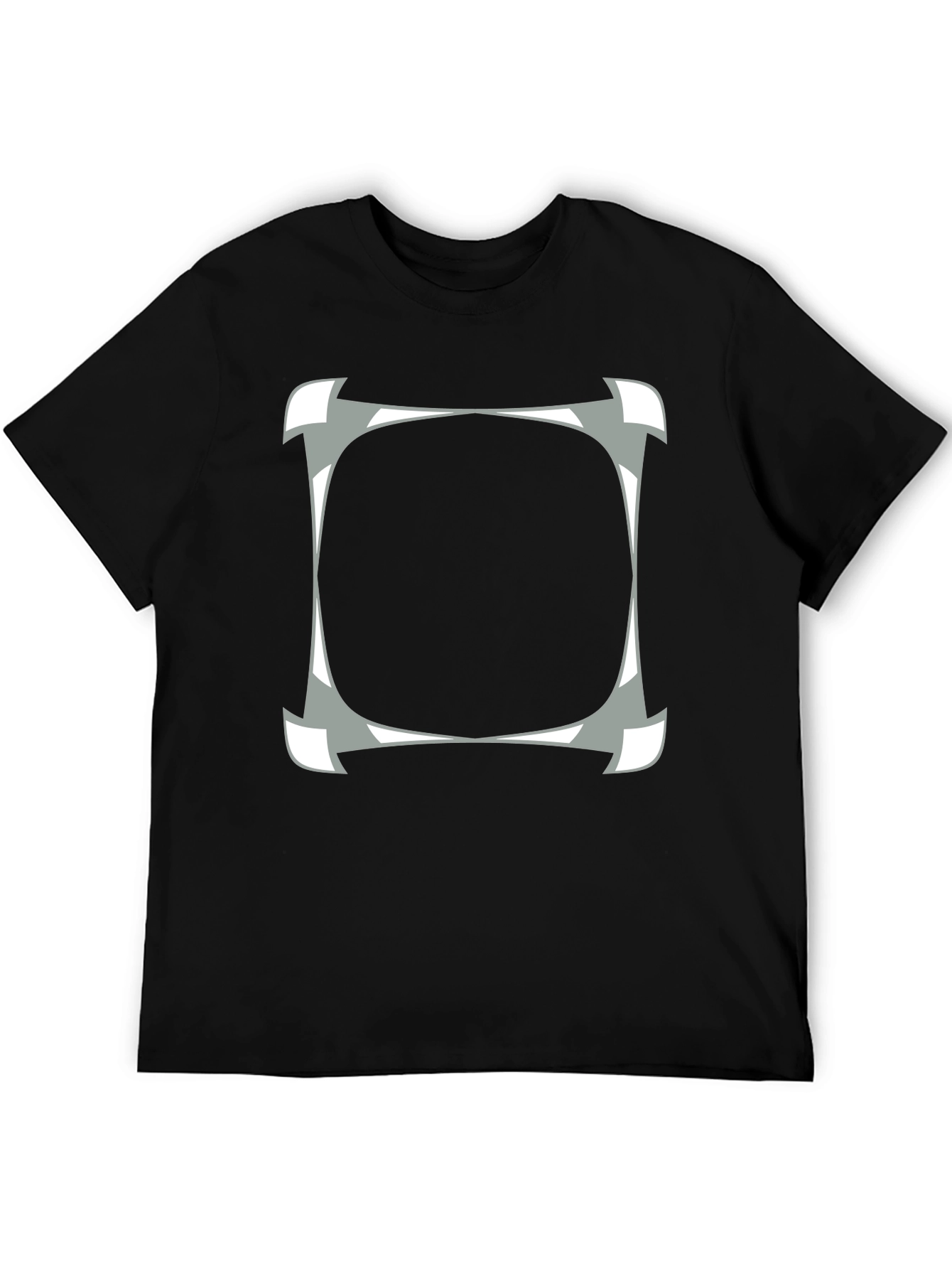 Abstract Square Graphic Print Black T-Shirt