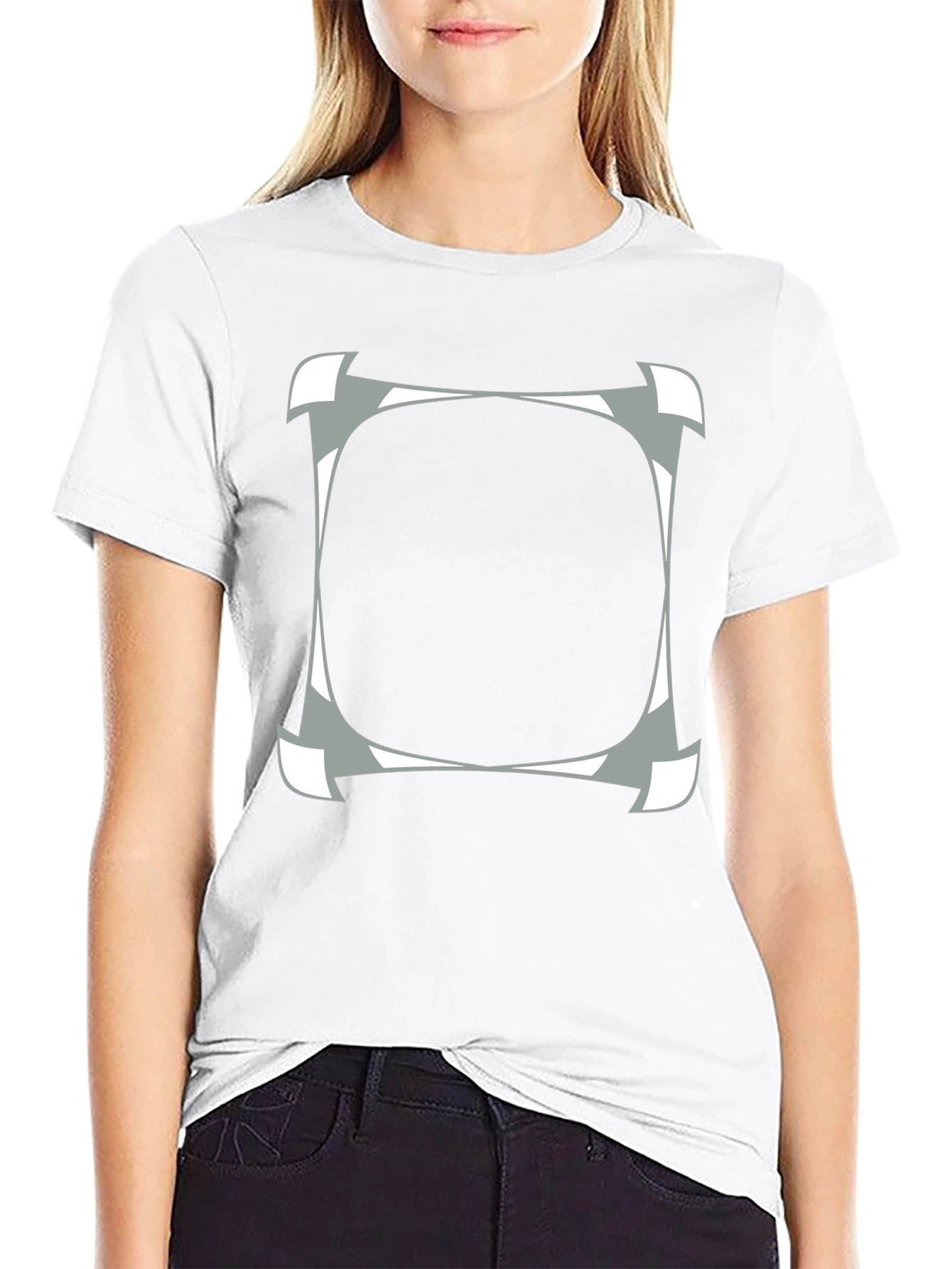 Abstract Square Graphic Print Black T-Shirt