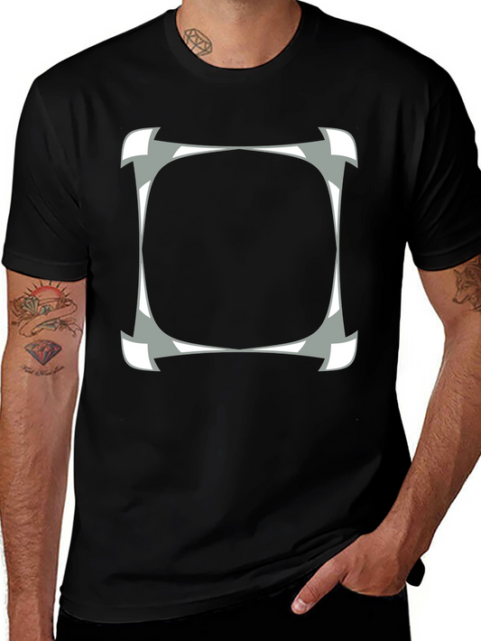Abstract Square Graphic Print Black T-Shirt