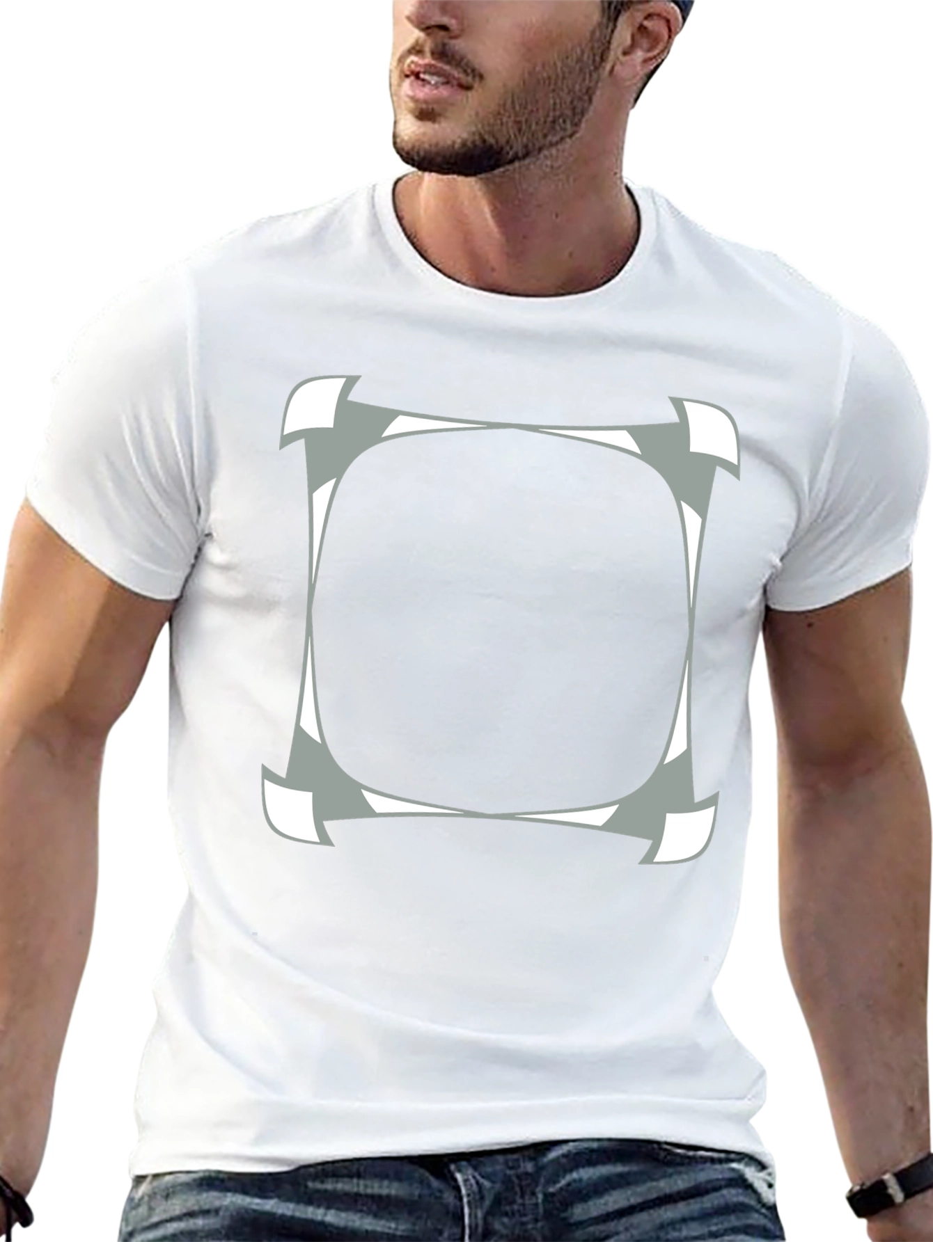 Abstract Square Graphic Print Black T-Shirt