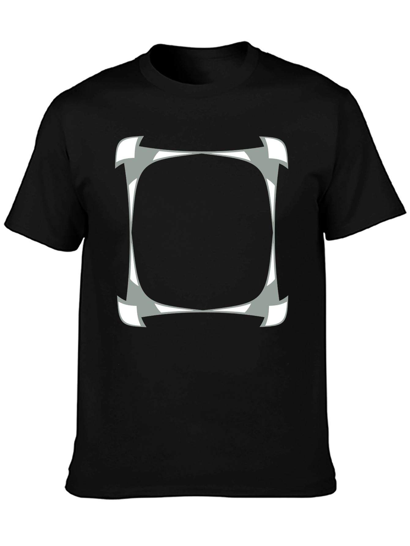 Abstract Square Graphic Print Black T-Shirt