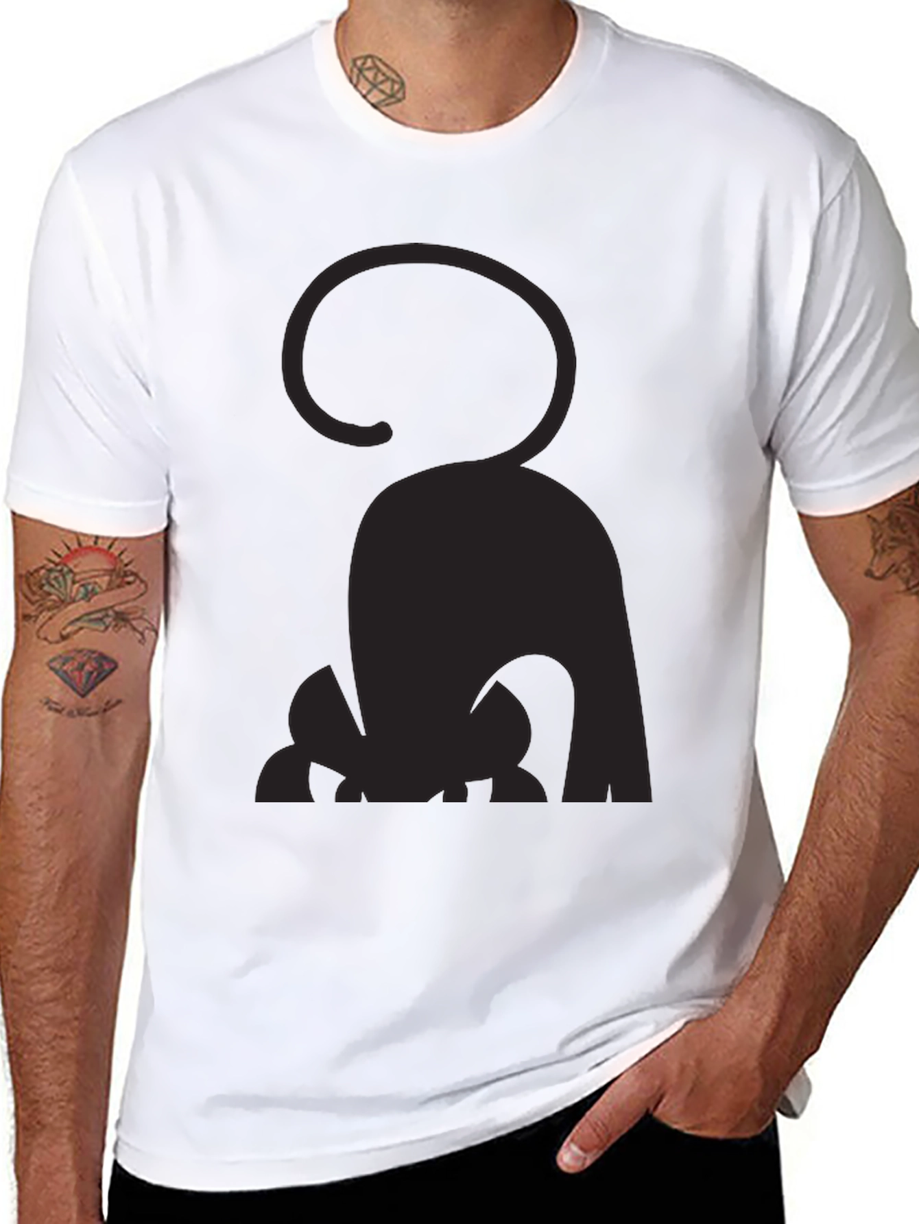 Silhouette Cat Graphic Black T-Shirt