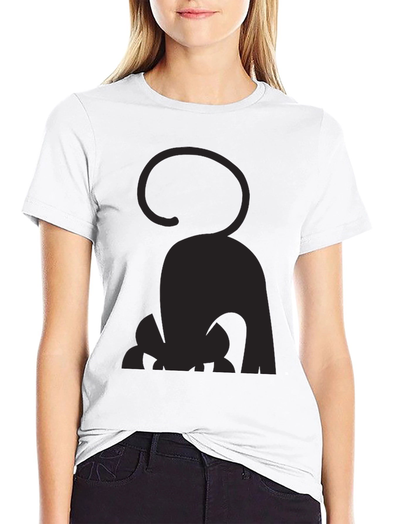 Silhouette Cat Graphic Black T-Shirt