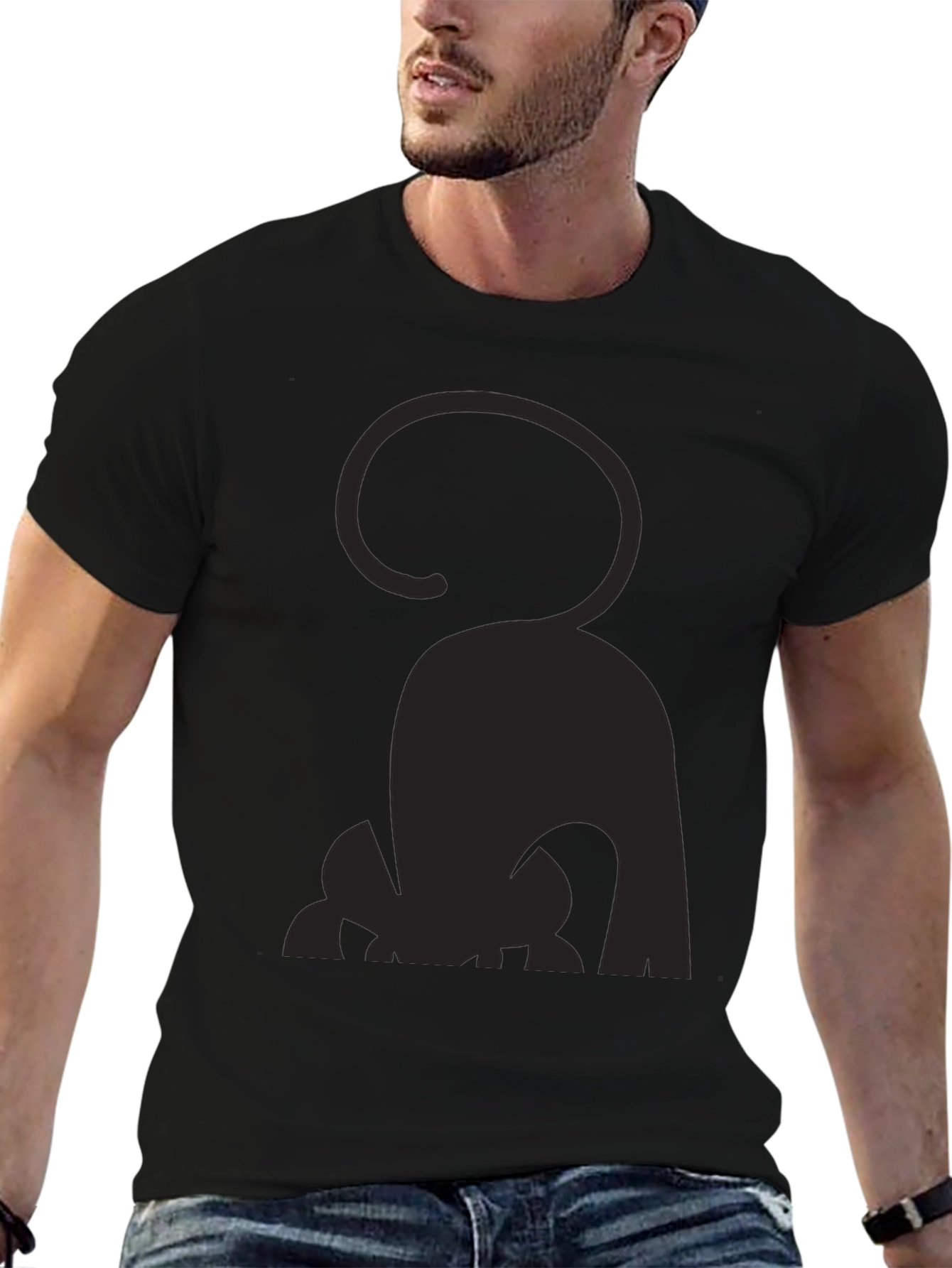 Silhouette Cat Graphic Black T-Shirt