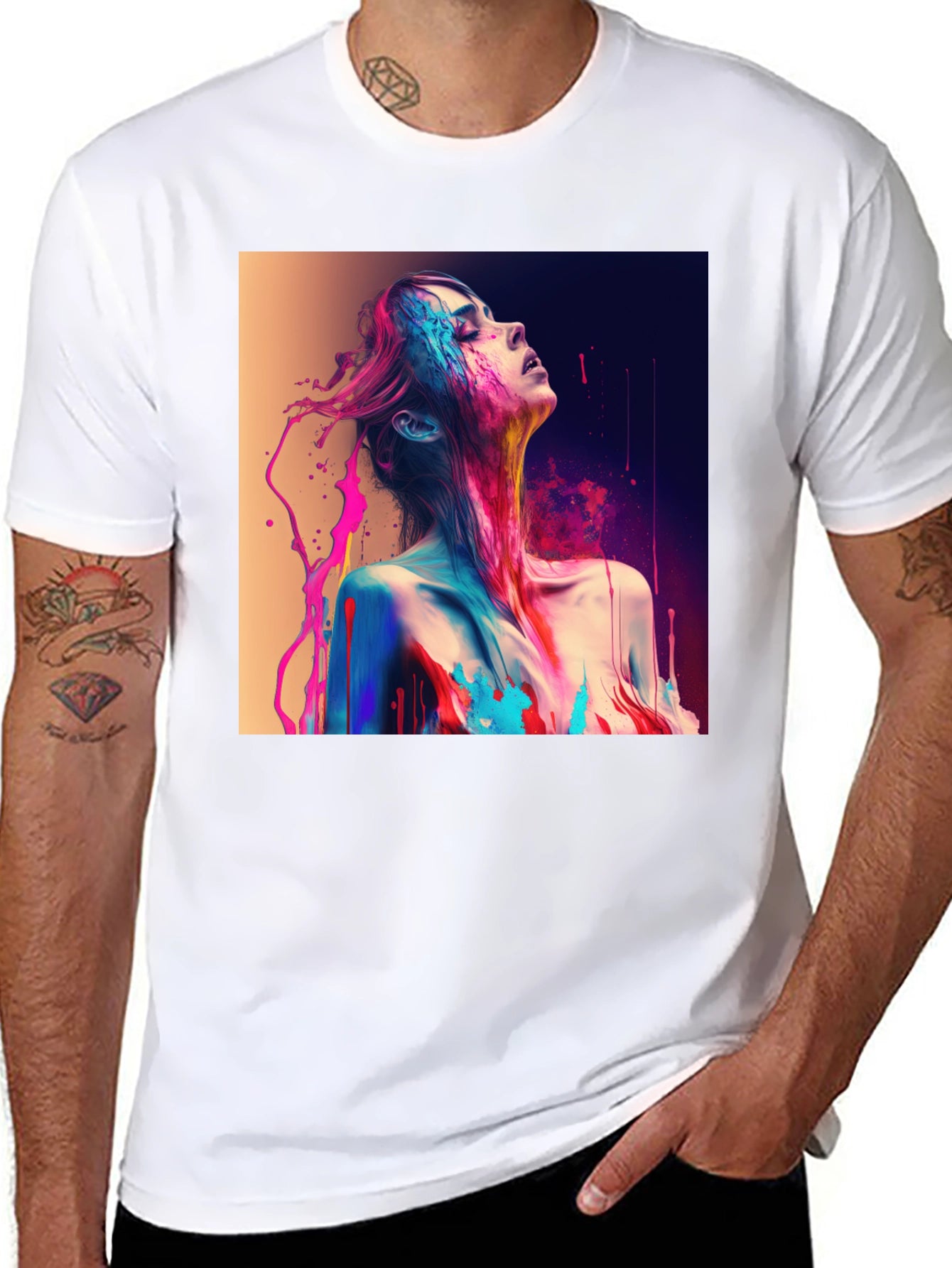 Artistic Paint Splatter Graphic T-Shirt