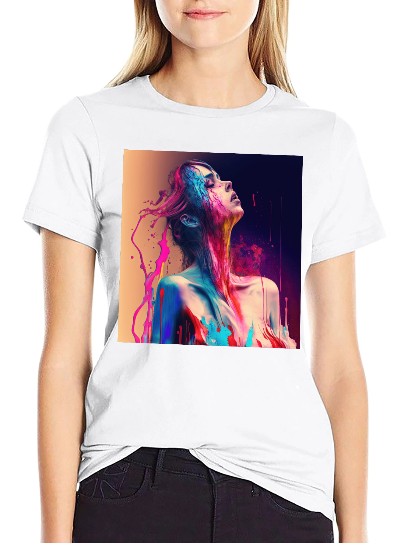 Artistic Paint Splatter Graphic T-Shirt