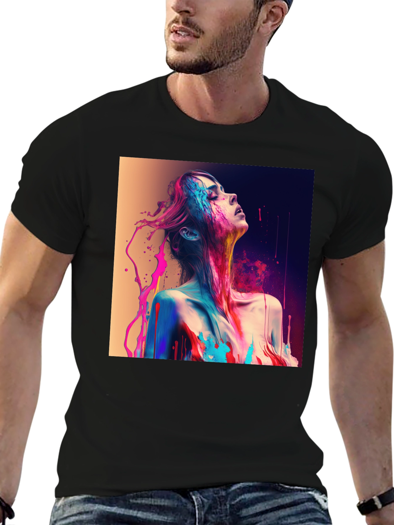 Artistic Paint Splatter Graphic T-Shirt