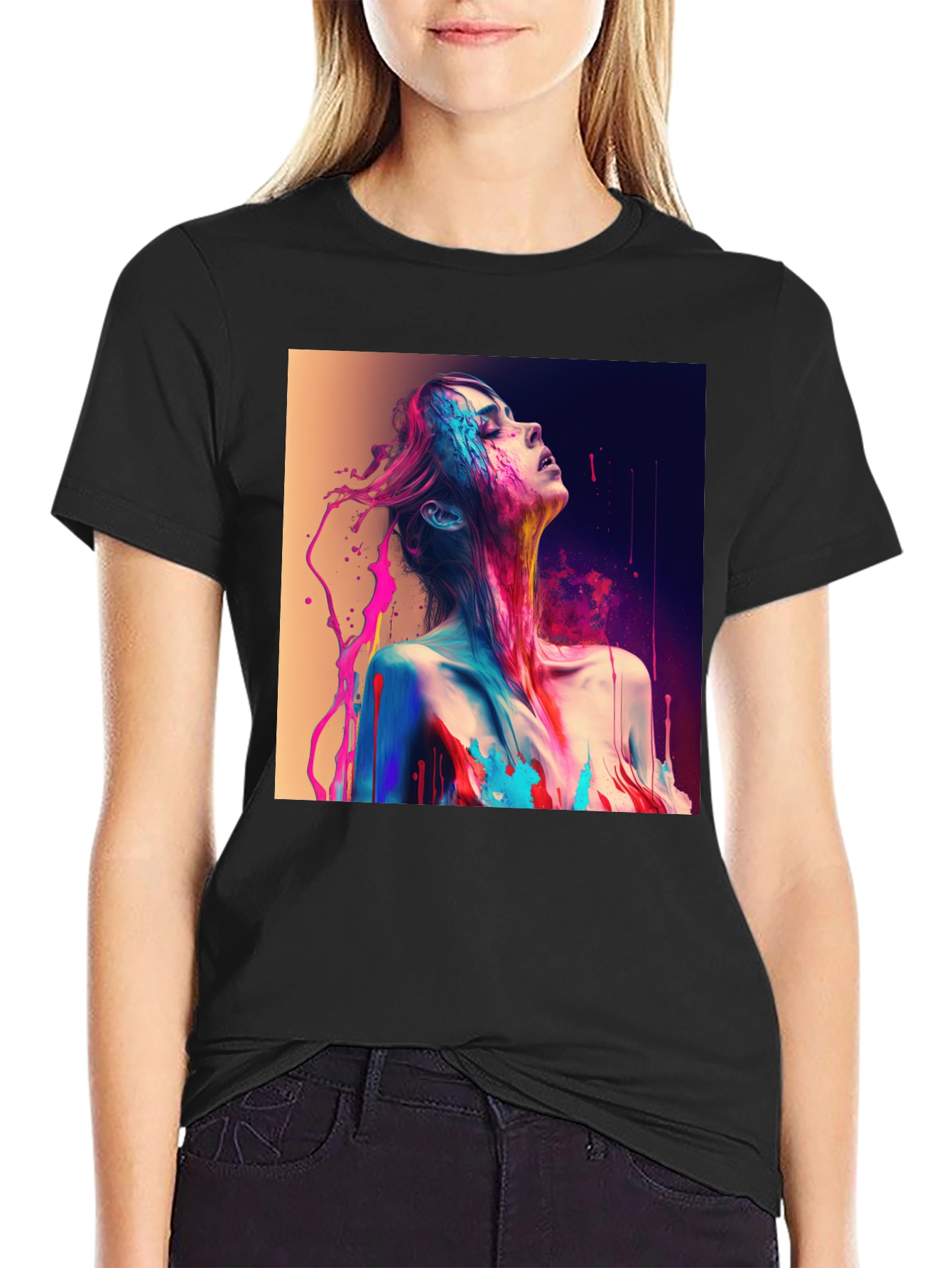 Artistic Paint Splatter Graphic T-Shirt