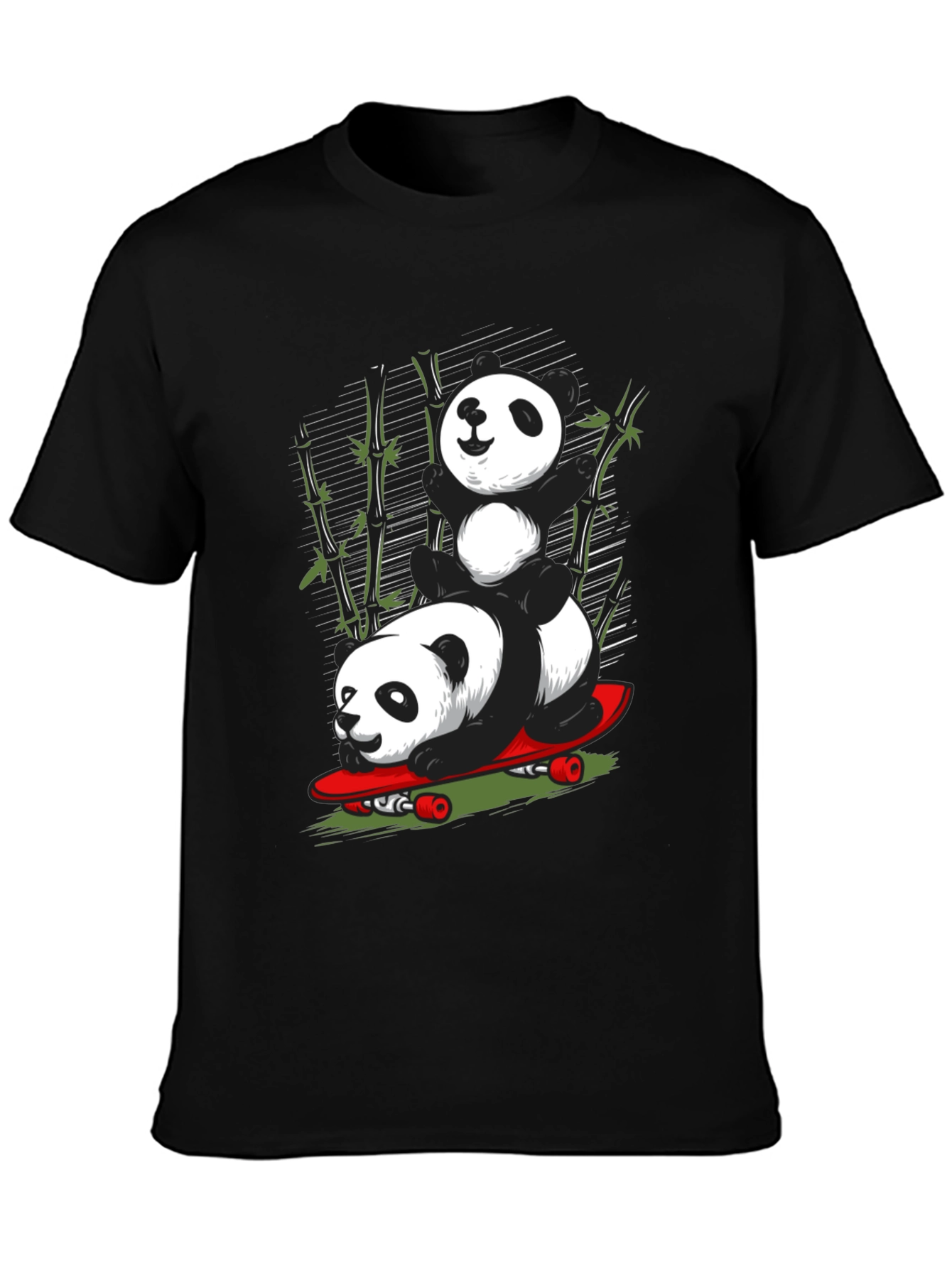 Panda Skateboard Graphic T-Shirt - Cool Panda Design