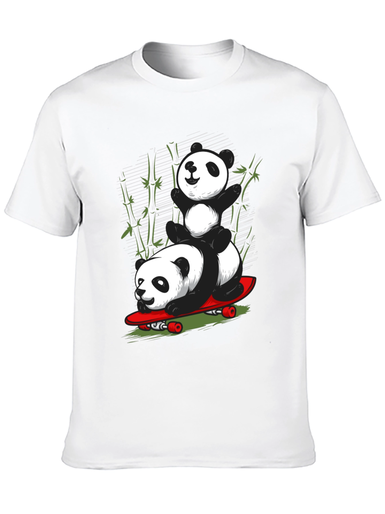 Panda Skateboard Graphic T-Shirt - Cool Panda Design