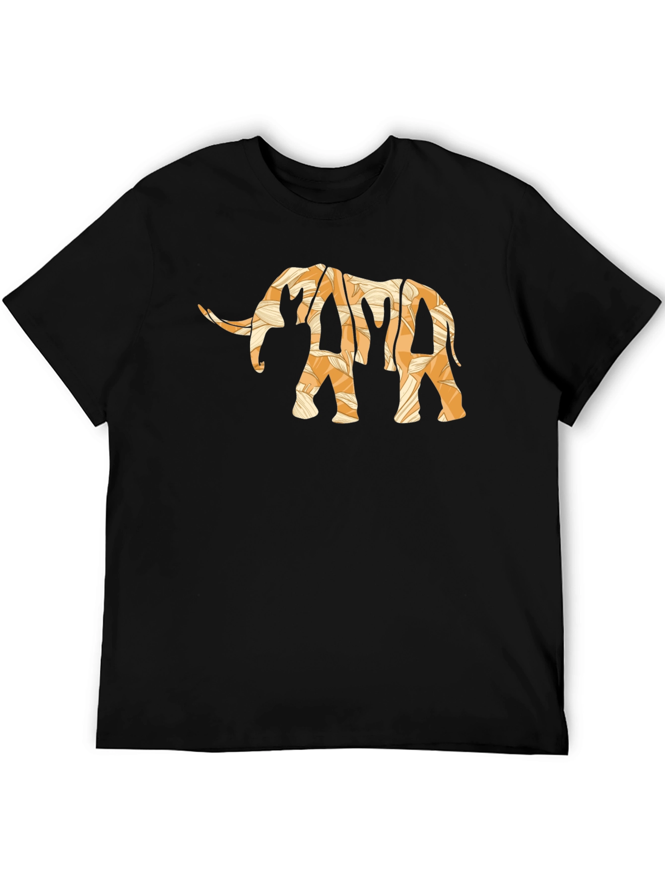 Elephant Print T-Shirt - Casual Black Tee