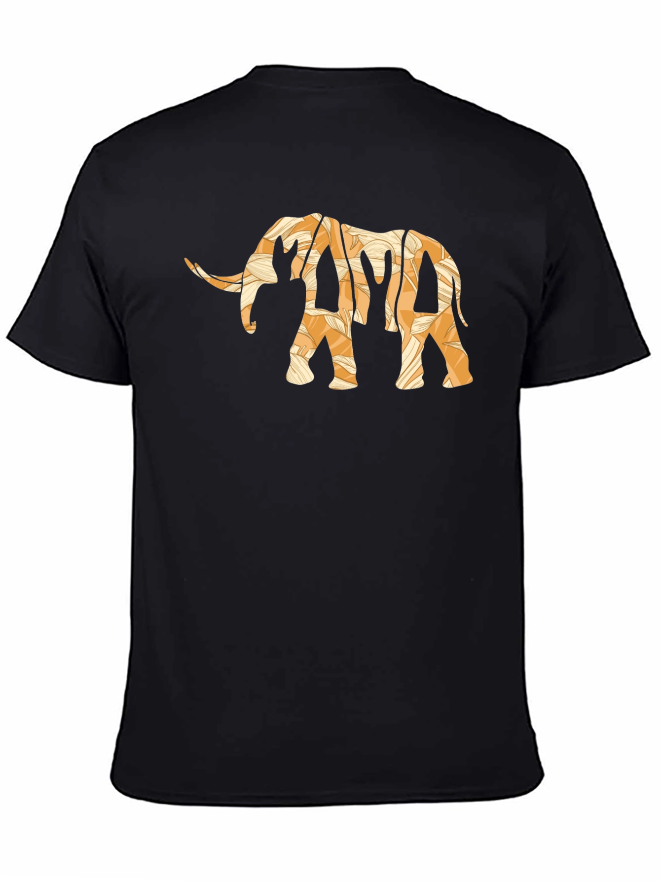 Elephant Print T-Shirt - Casual Black Tee