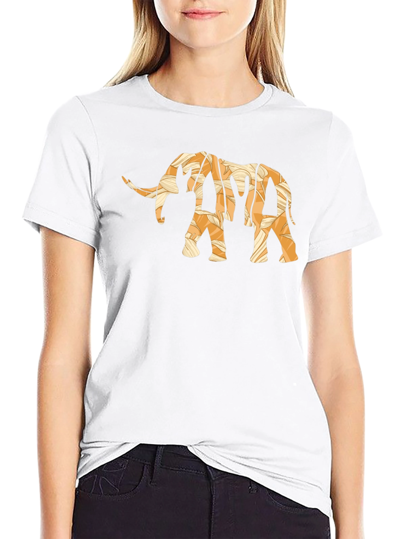 Elephant Print T-Shirt - Casual Black Tee