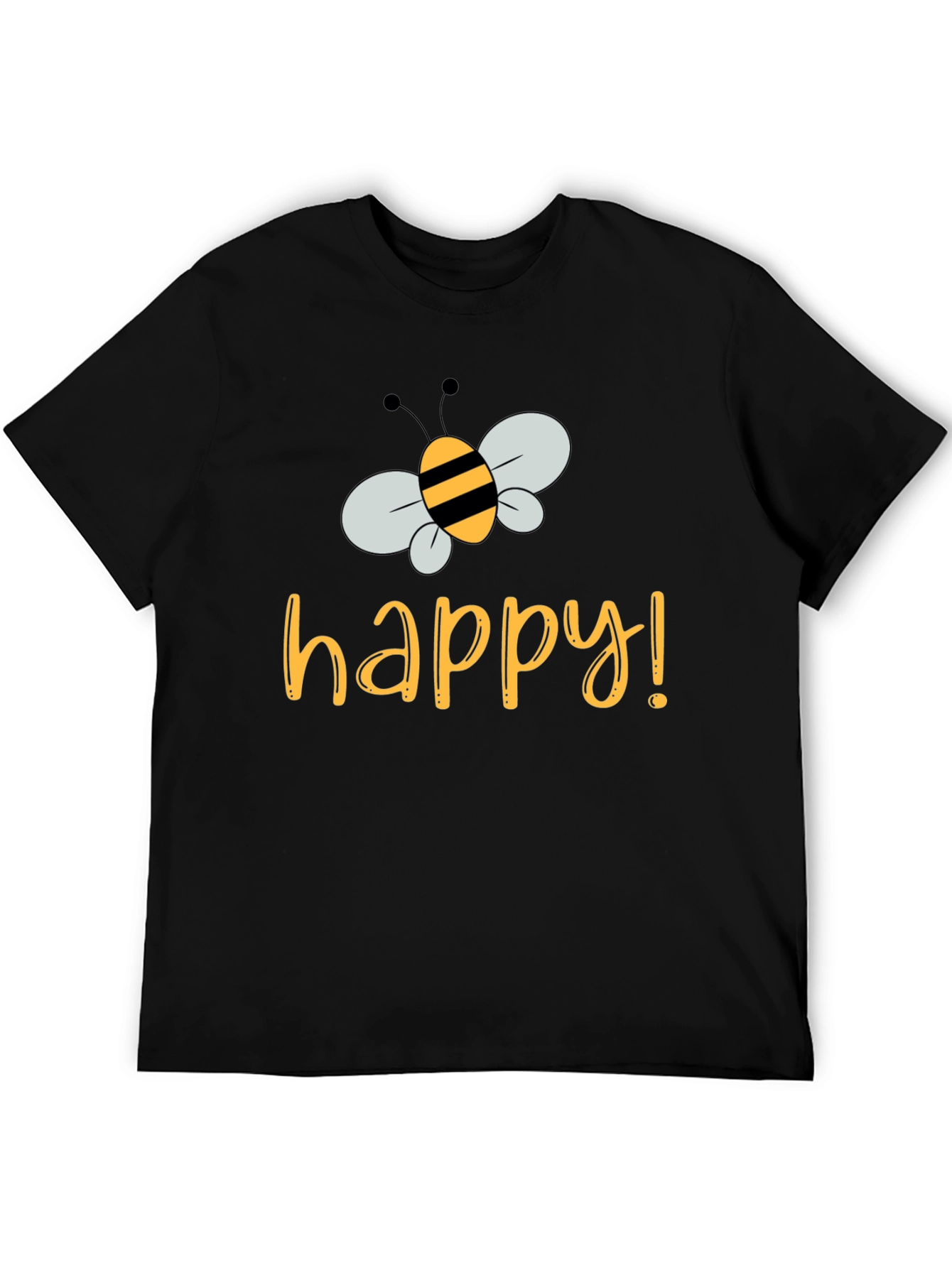 Bee Happy T-Shirt - Black Crew Neck Tee