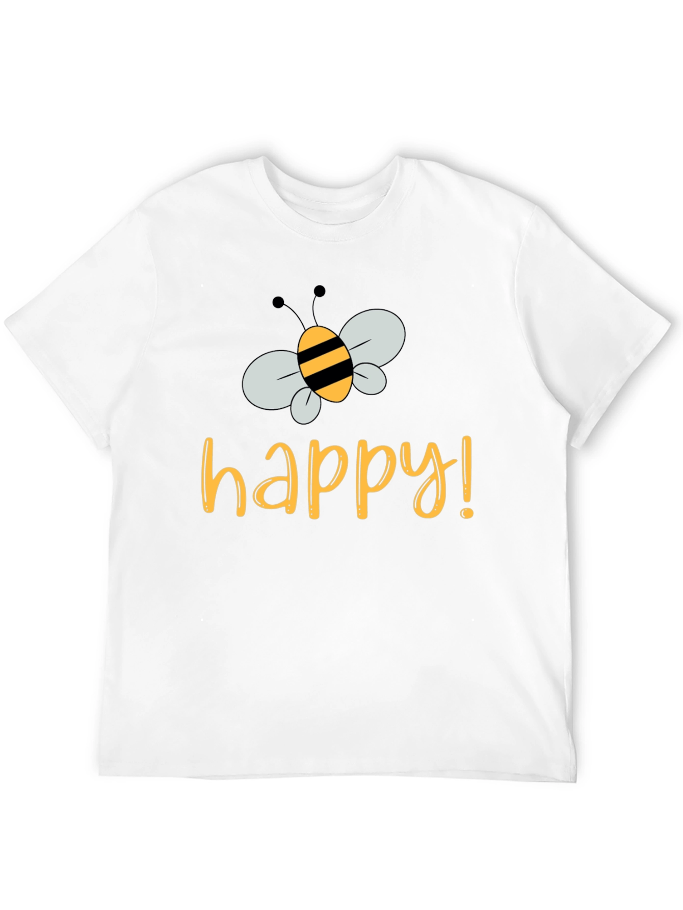 Bee Happy T-Shirt - Black Crew Neck Tee