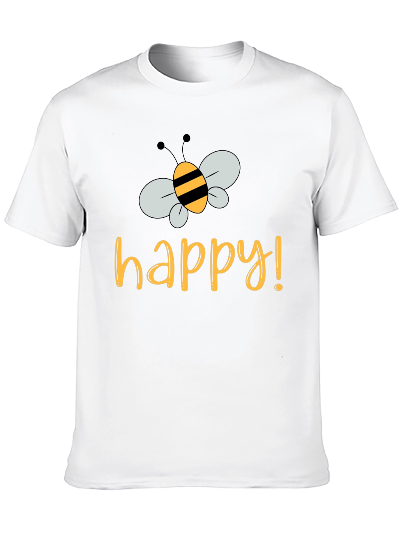 Bee Happy T-Shirt - Black Crew Neck Tee