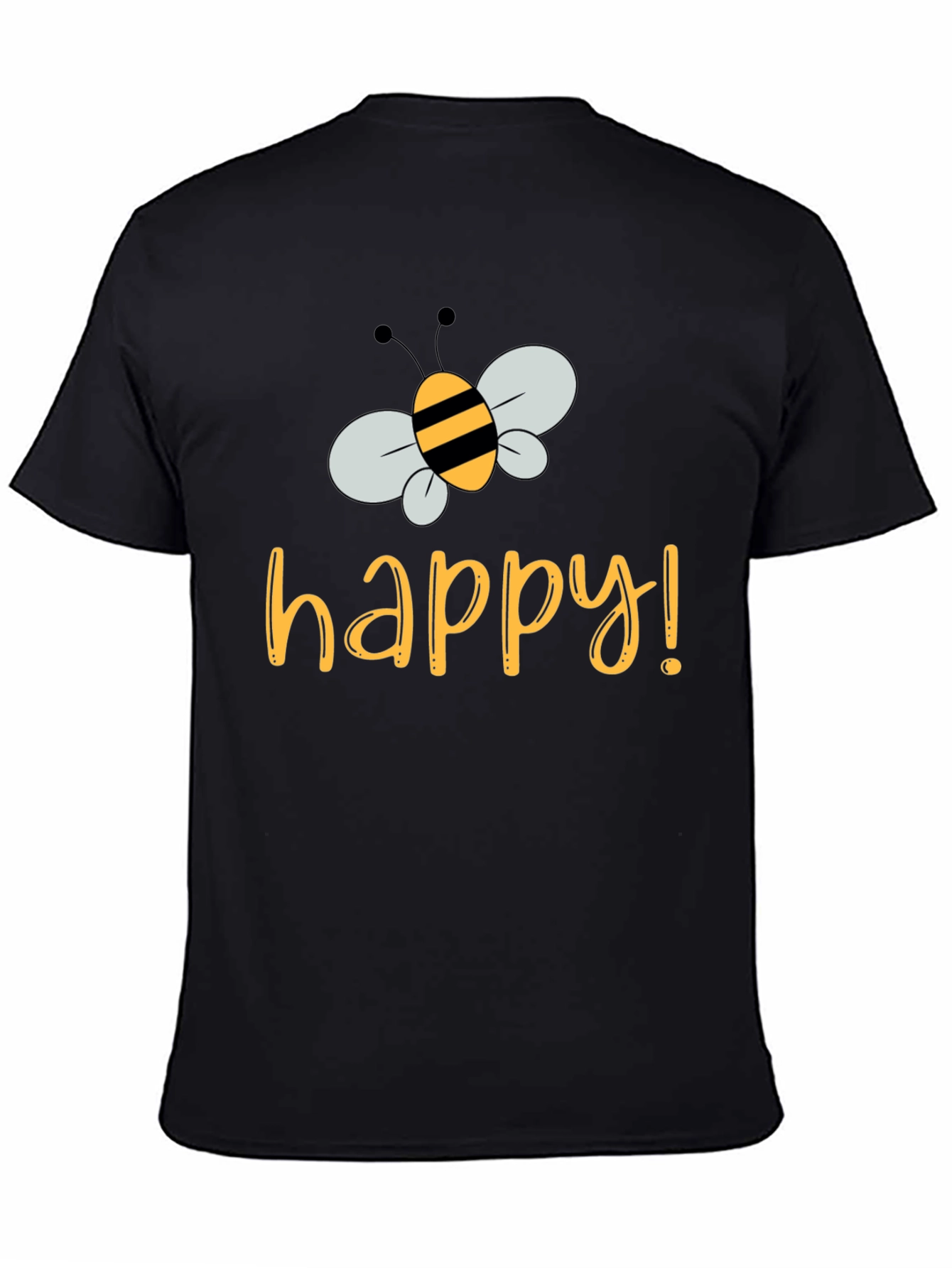 Bee Happy T-Shirt - Black Crew Neck Tee