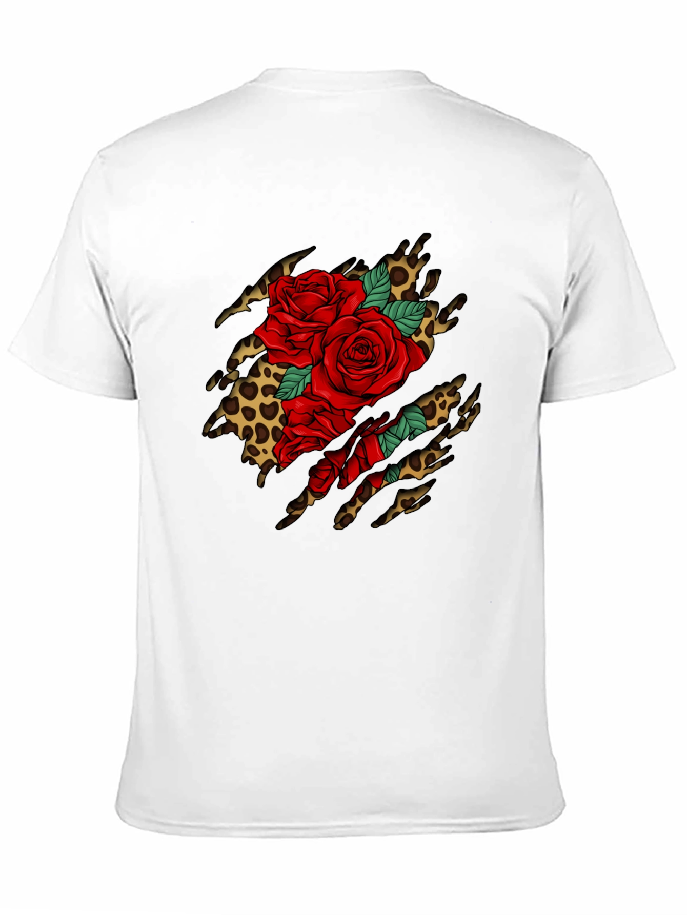 Roses & Leopard Print Graphic T-Shirt - Bold Design