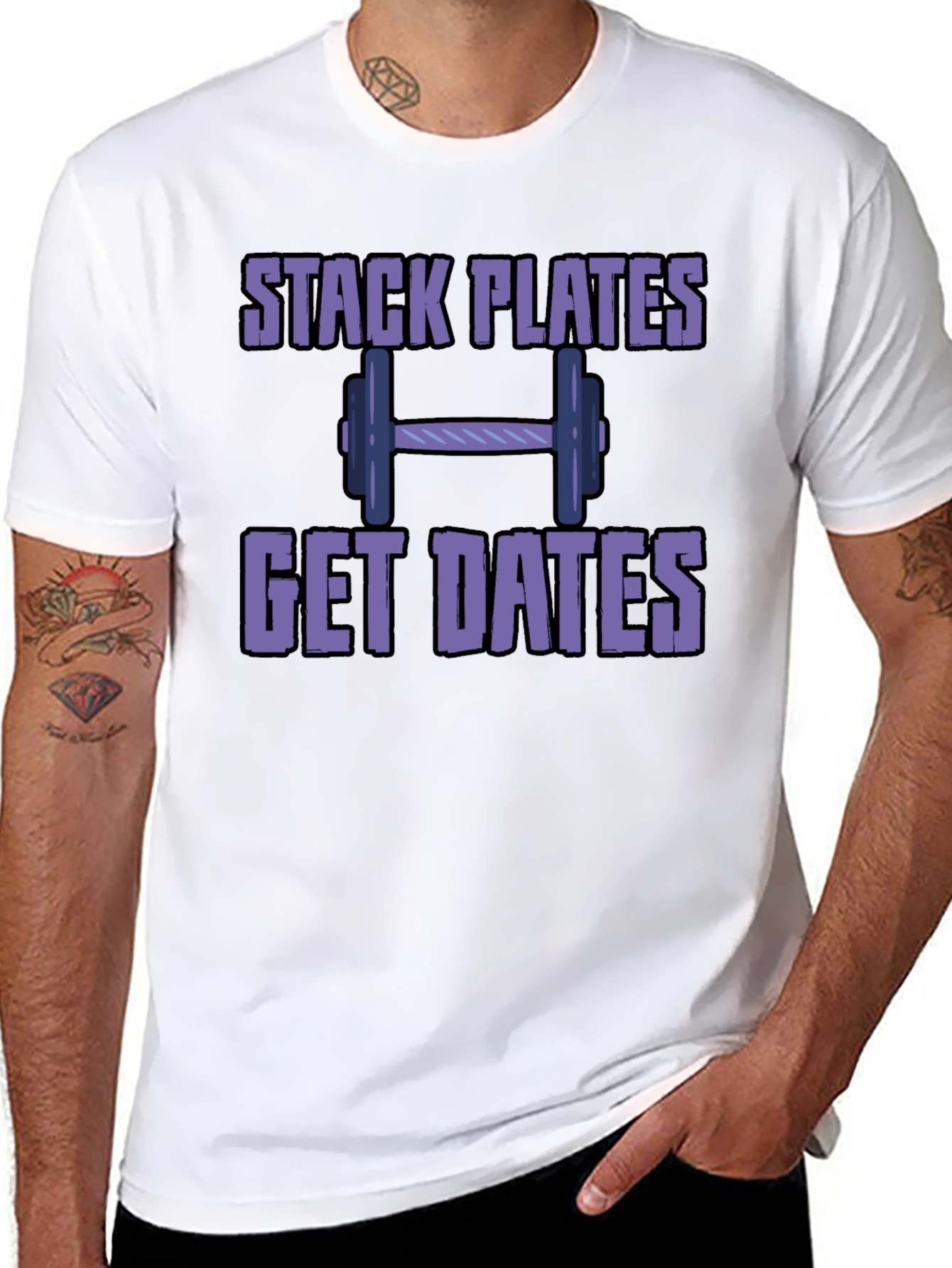 Stack Plates Get Dates Graphic T-Shirt