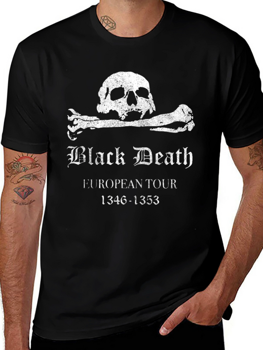Black Death European Tour T-Shirt - Skull & Crossbones Graphic