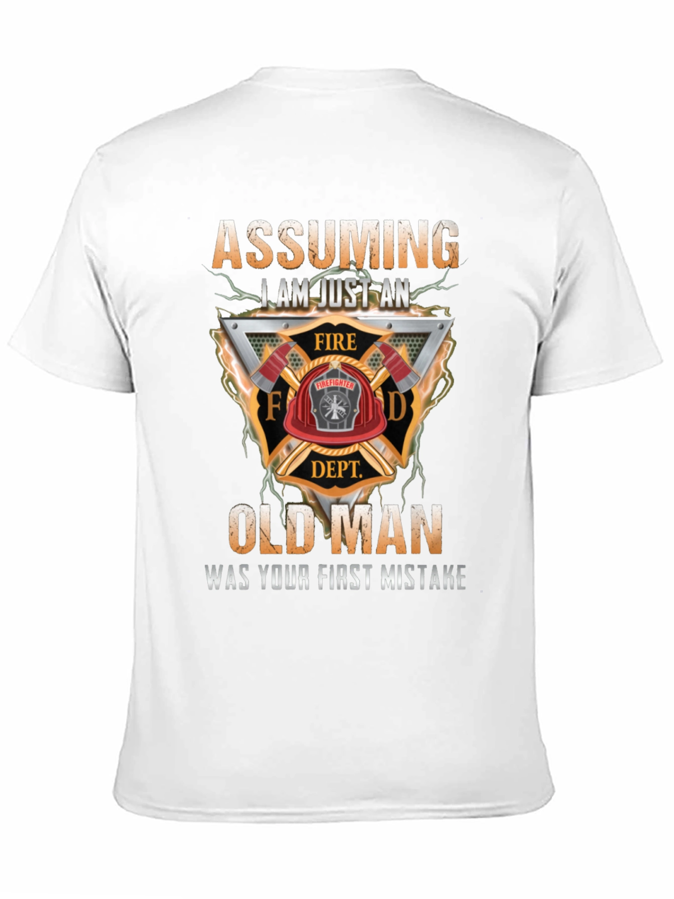 Firefighter Old Man Graphic T-Shirt