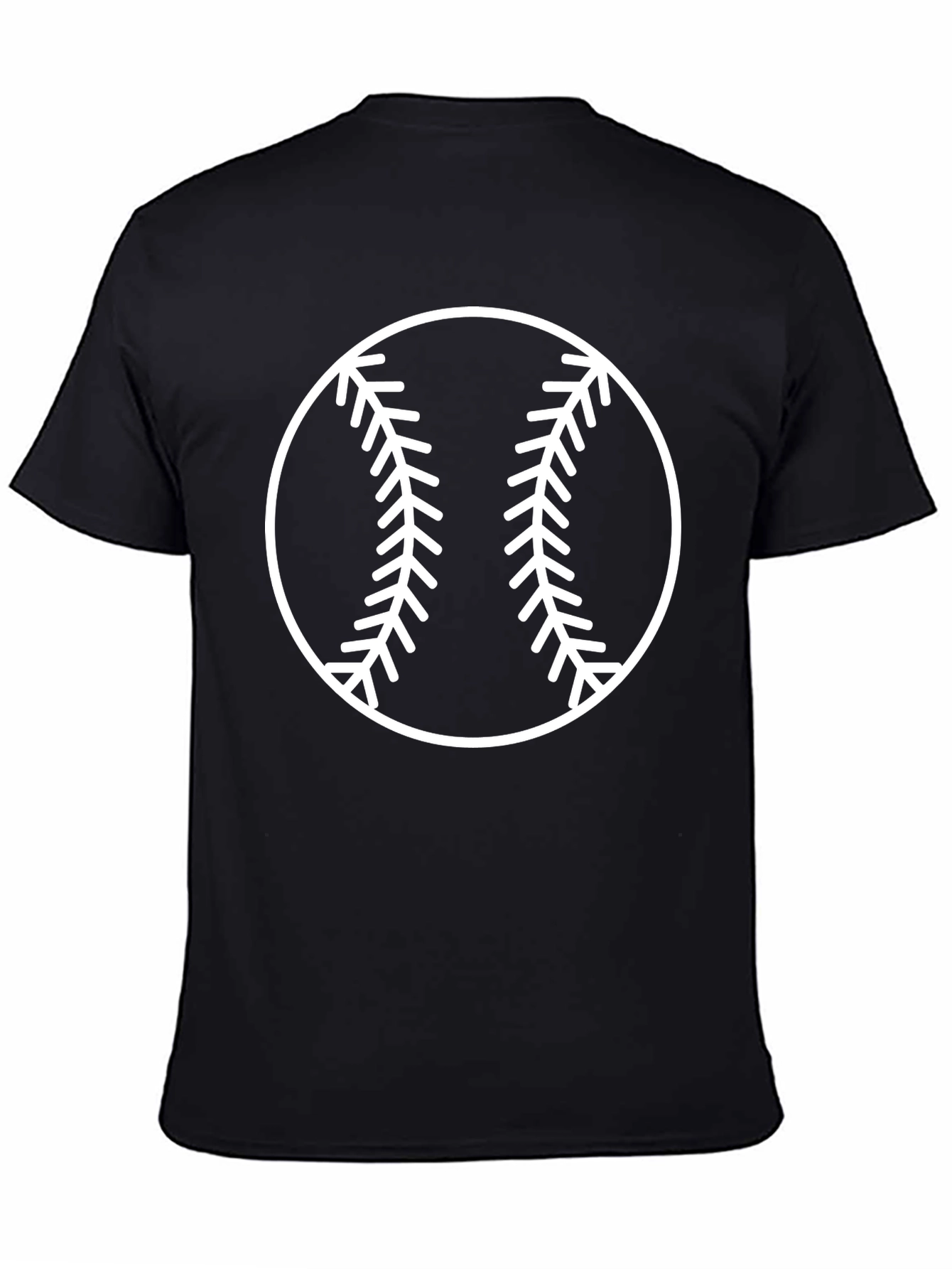 Baseball Graphic Tee - Black Crew Neck T-Shirt