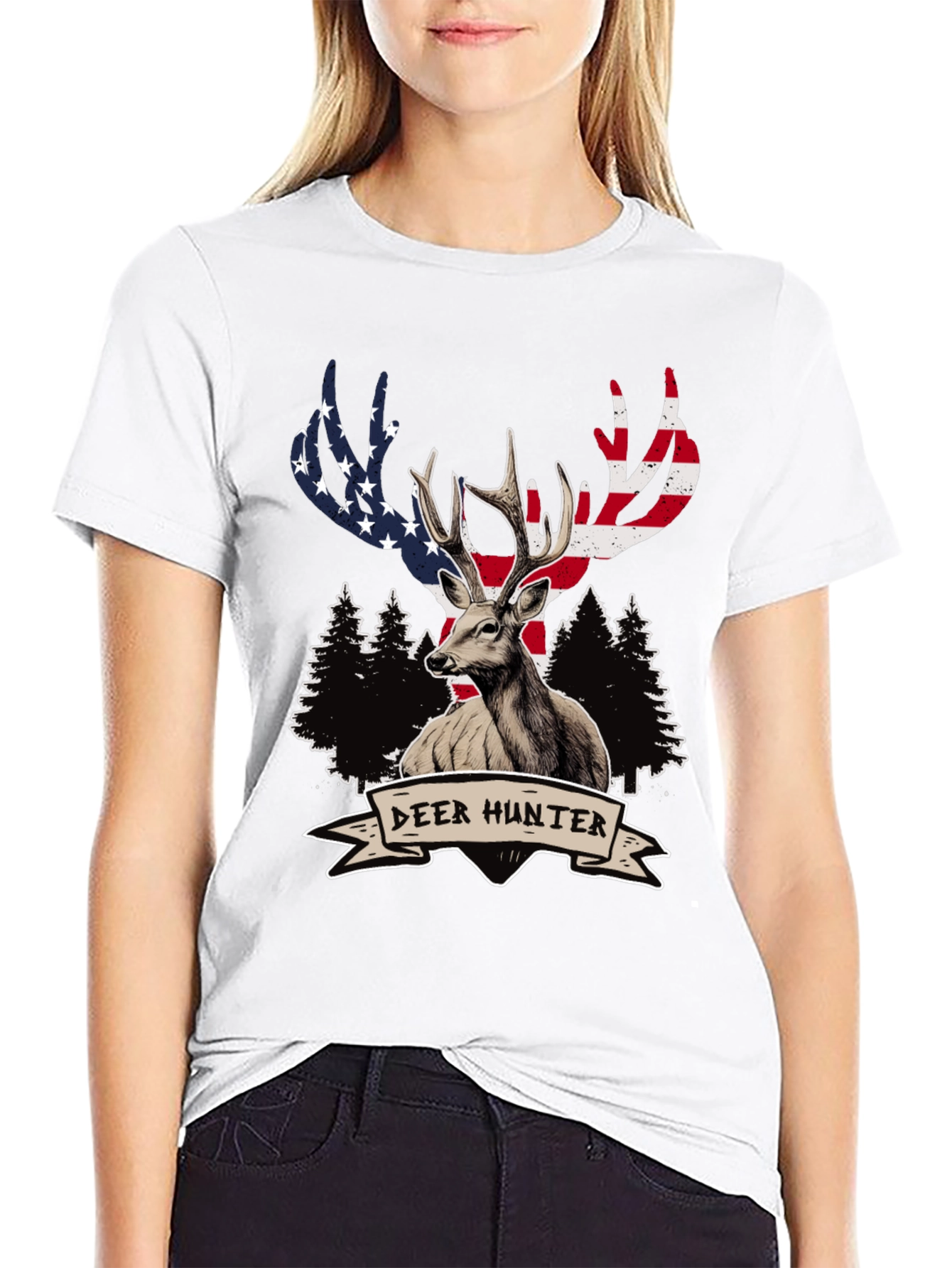 Deer Hunter USA Flag Graphic T-Shirt