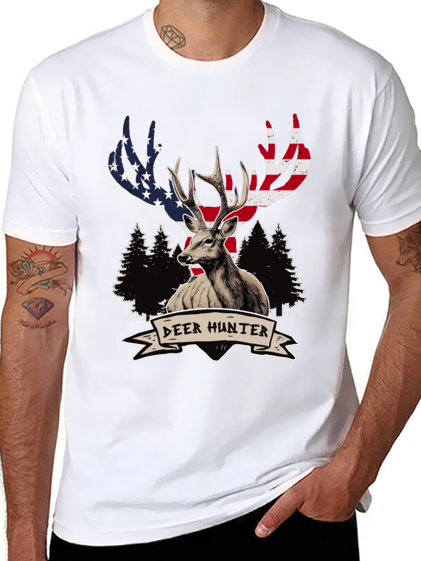 Deer Hunter USA Flag Graphic T-Shirt