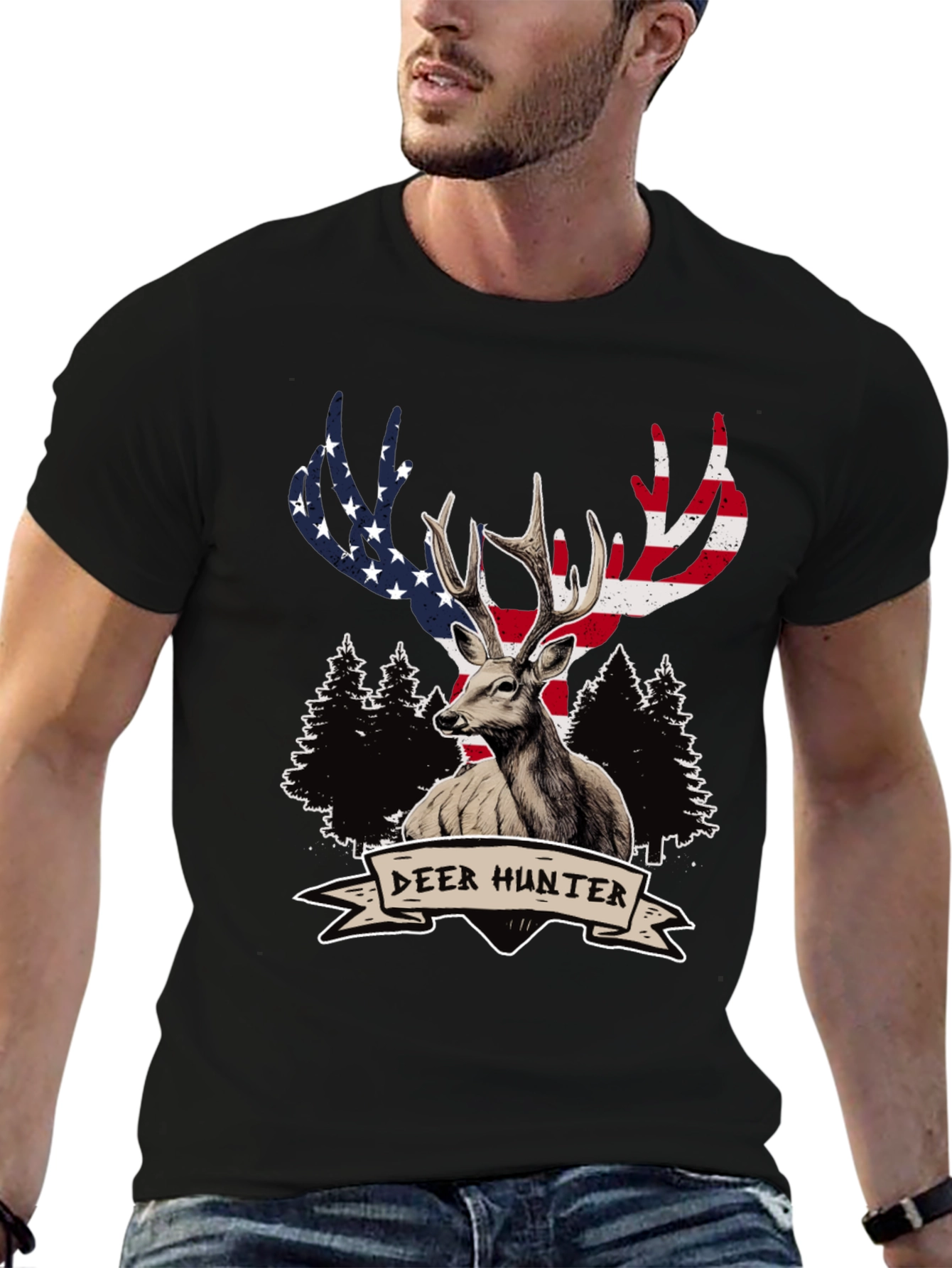 Deer Hunter USA Flag Graphic T-Shirt
