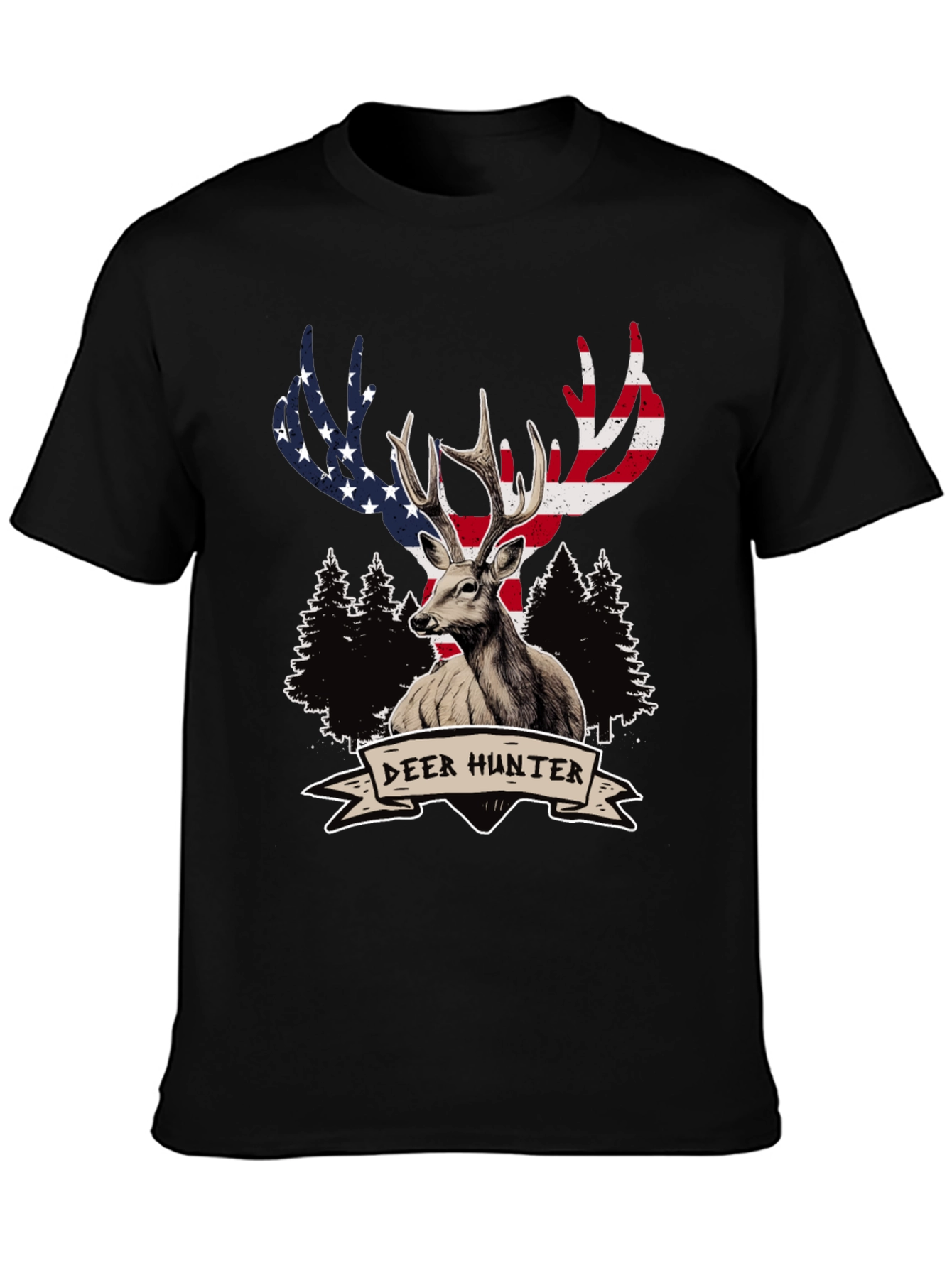 Deer Hunter USA Flag Graphic T-Shirt