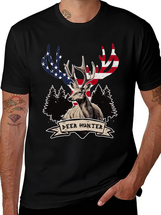 Deer Hunter USA Flag Graphic T-Shirt